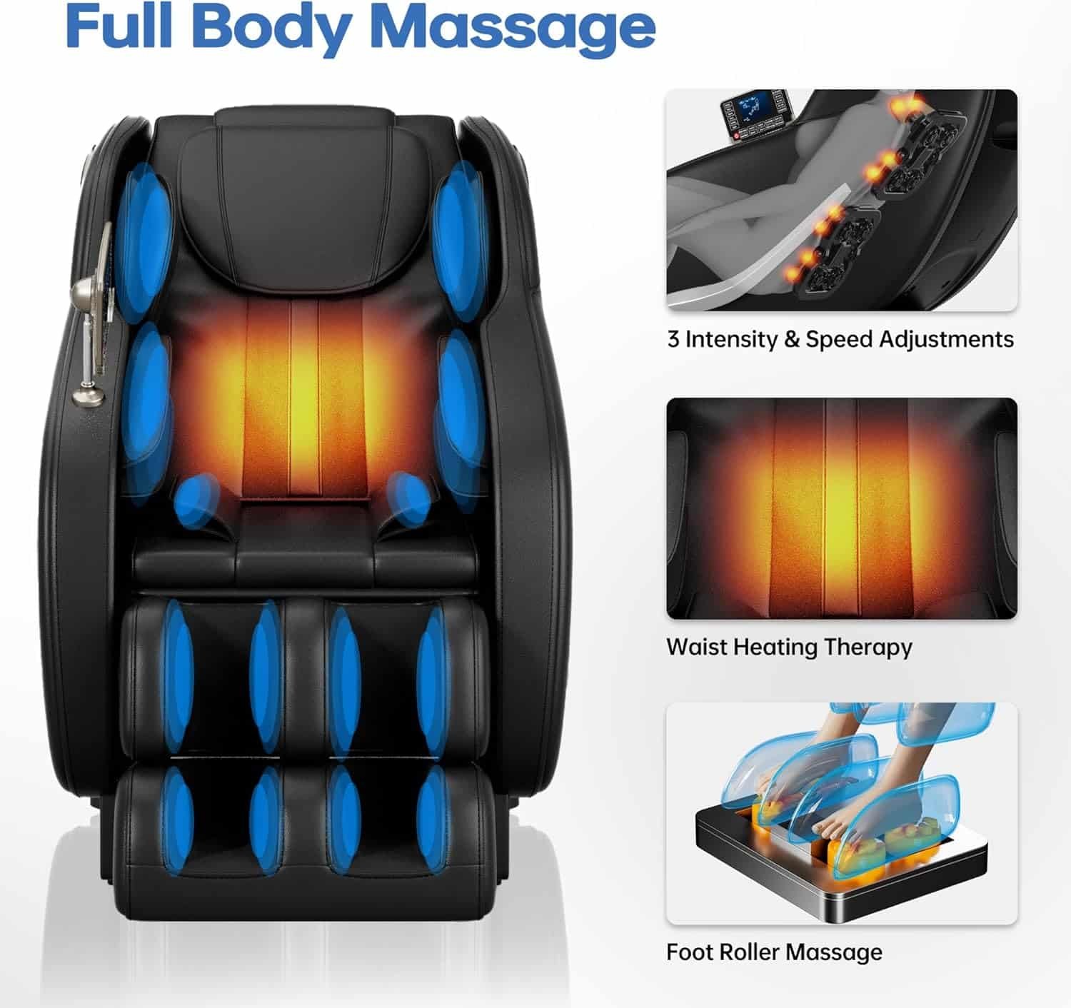 Massage Chair, Full Body Zero Gravity Shiatsu Massage Recliner Chair with Heat Body Scan Bluetooth Foot Roller, MM950 Black