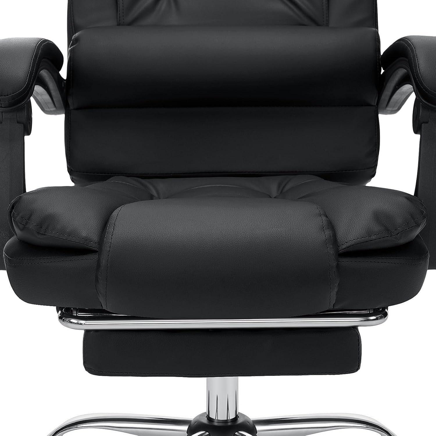 Massage Office Chair Reclining Office Chair with Footrest Soft Leather Executive Office Chair Ergonomic High Back Computer Desk Chair for Home Office Black