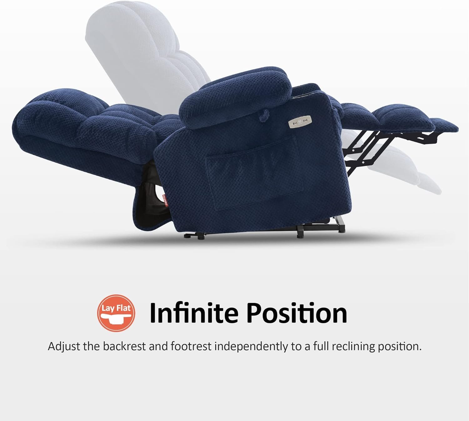 MCombo Dual Motor Power Lift Recliner Chair with Massage and Heat for Elderly People, Infinite Position, USB Ports, Cup Holders, Fabric 7890 (Medium-Regular, Dark Grey)