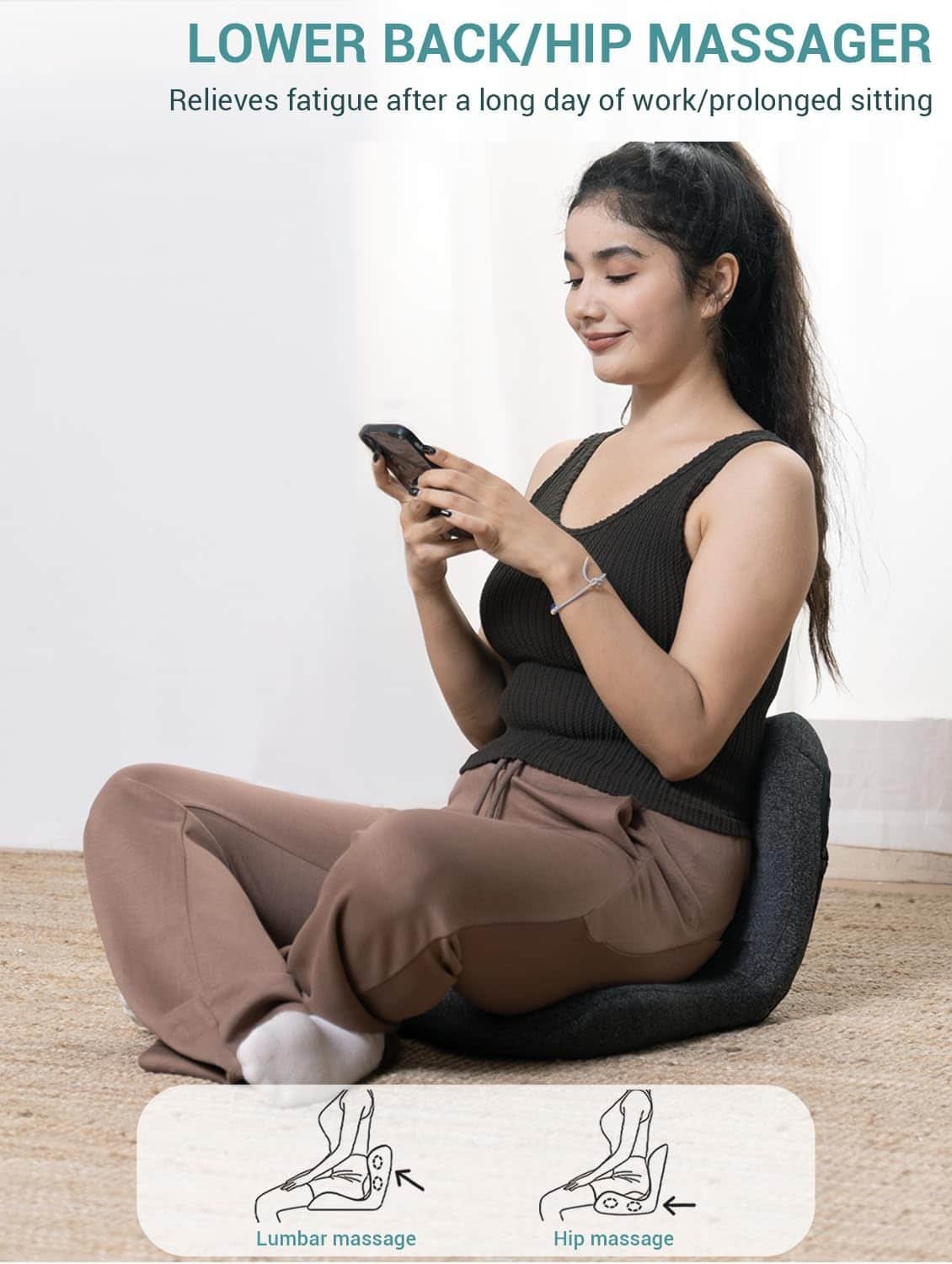Mynt Lower Back Massager for Pain Relief, Foldable Shiatsu Hip Massager with Heat, Ergonomic Support Chair Pad for Sitting Posture, Portable Seat Cushion for Home Office, Gift