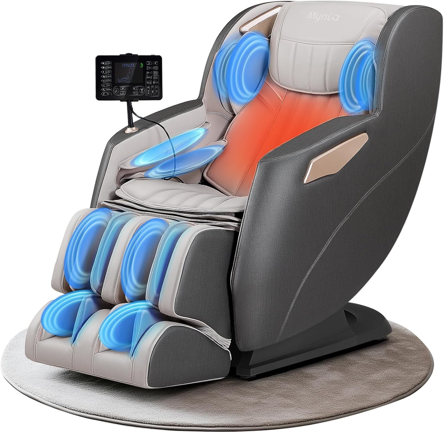 MYNTA Massage Chair Full Body with Zero Gravity, 3D SL Track Shiatsu Massage Chairs Recliner with Heating, MC1630 Grey
