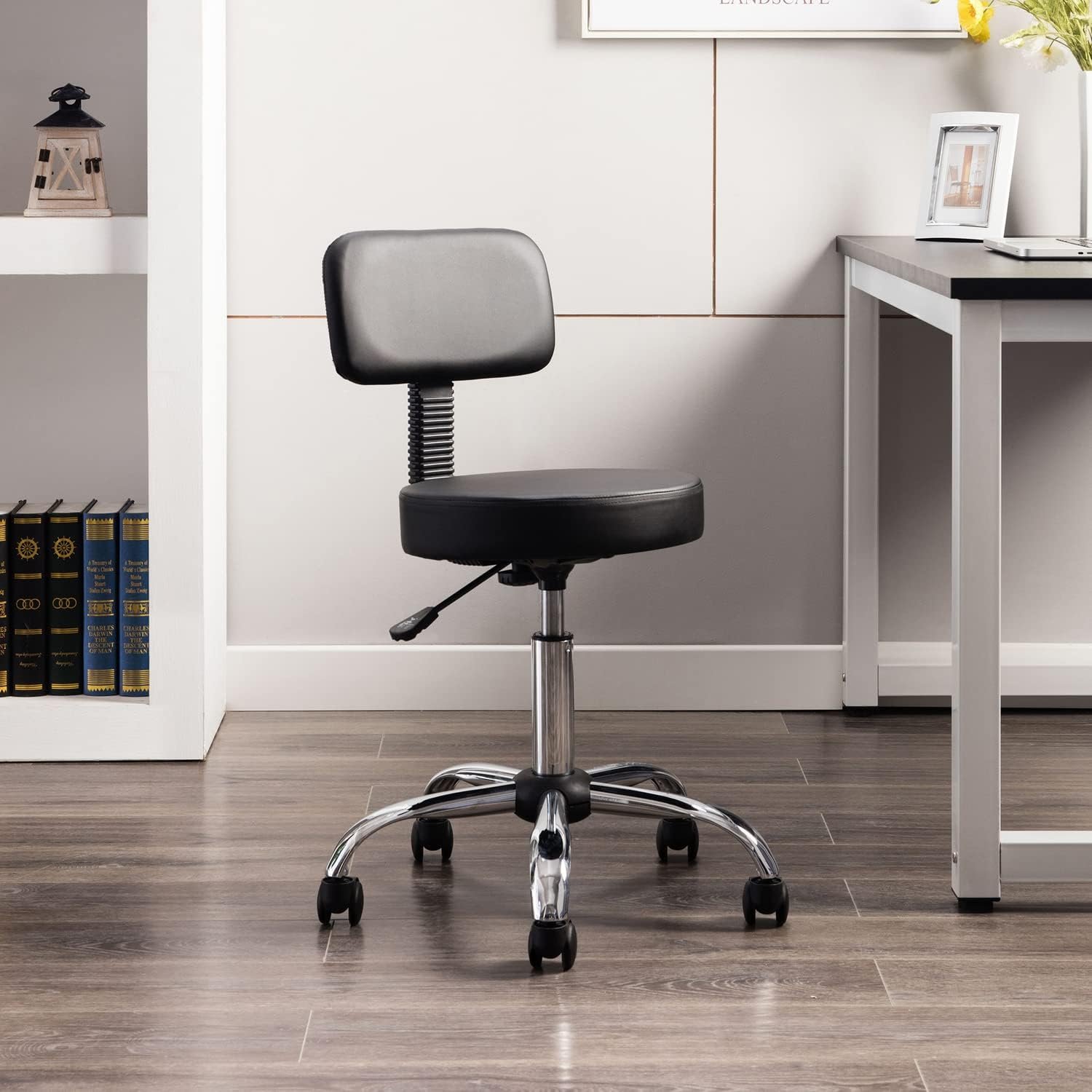 Naomi Home Shop Rolling Chair with Wheels Office Rolling Stool Spa Stools with Wheels Shop Stool Salon Stool Back Support Artist Chair Pedicure Chairs -