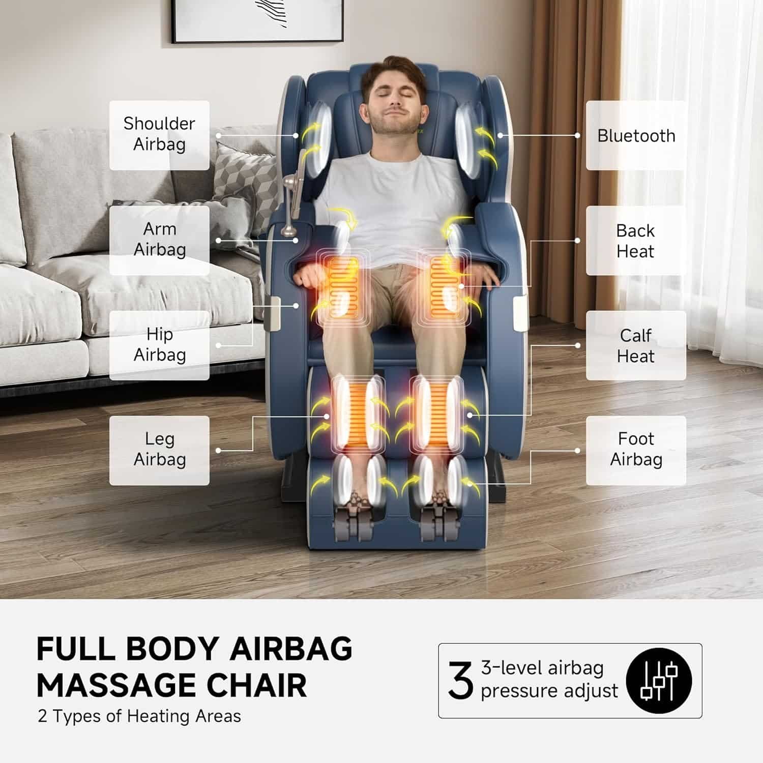 Real Relax 2025 Massage Chair Full Body,Dual Core S Track with Zero Gravity Recliner,Lower Back and Calf Heating, LCD and APP Control,Shiatsu,Bluetooth,Office and Home Use,Brown and Gold