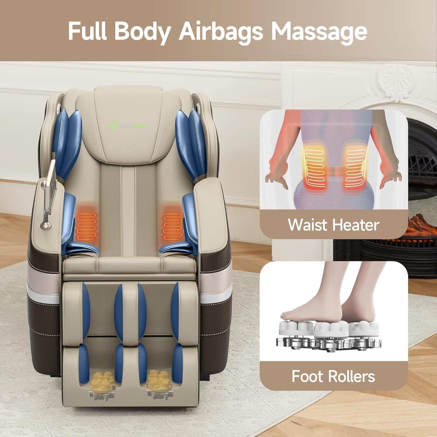 Real Relax Full Body Massage Chair, Zero Gravity Massage Recliner Chair with 6 Auto Modes, Full Body Airbags, Bluetooth, Fit Office and Home, Brown Real Relax Full Body Massage Chair, Zero Gravity Massage Recliner Chair with 6 Auto Modes, Full Body Airbags, Bluetooth, Fit Office and Home, Brown