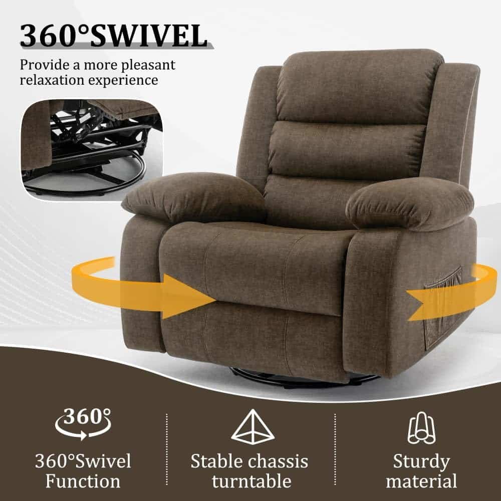 Recliner Chair, Wide Rocker Chair, Rocking Chair with Massage and Heat,360°Swivel Nursery Rocking Chairs, Oversized Recliner for Adults, Cashmere Reclining Sofa for Living Room, Khaki Recliner Chair, Wide Rocker Chair, Rocking Chair with Massage and Heat,360°Swivel Nursery Rocking Chairs, Oversized Recliner for Adults, Cashmere Reclining Sofa for Living Room, Khaki