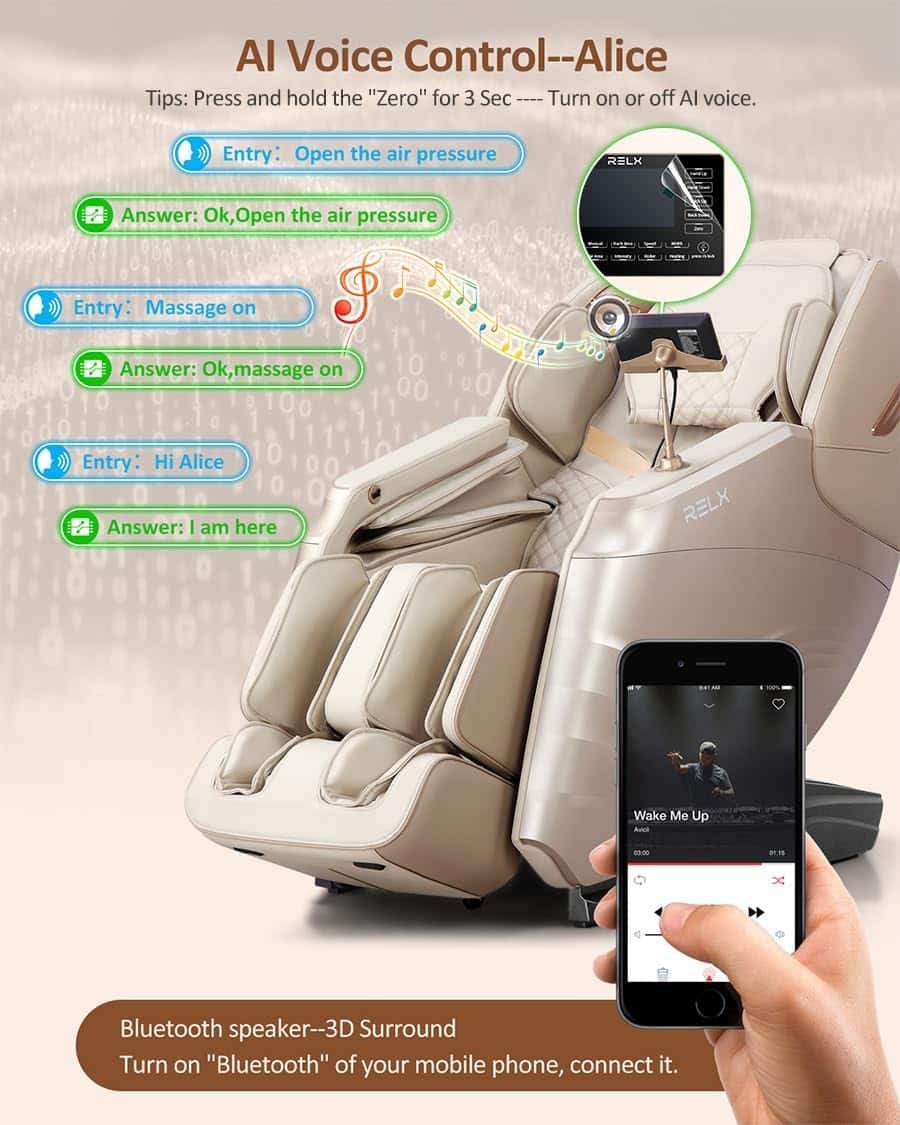 RELX 2025 Massage Chair Full Body, Zero Gravity SL-Track Shiatsu Massage Chair Built-in Heat System, Airbag Massage, with Body Scan, Deep Yoga Stretch, Calfrest Extension and AI Control(Cream)