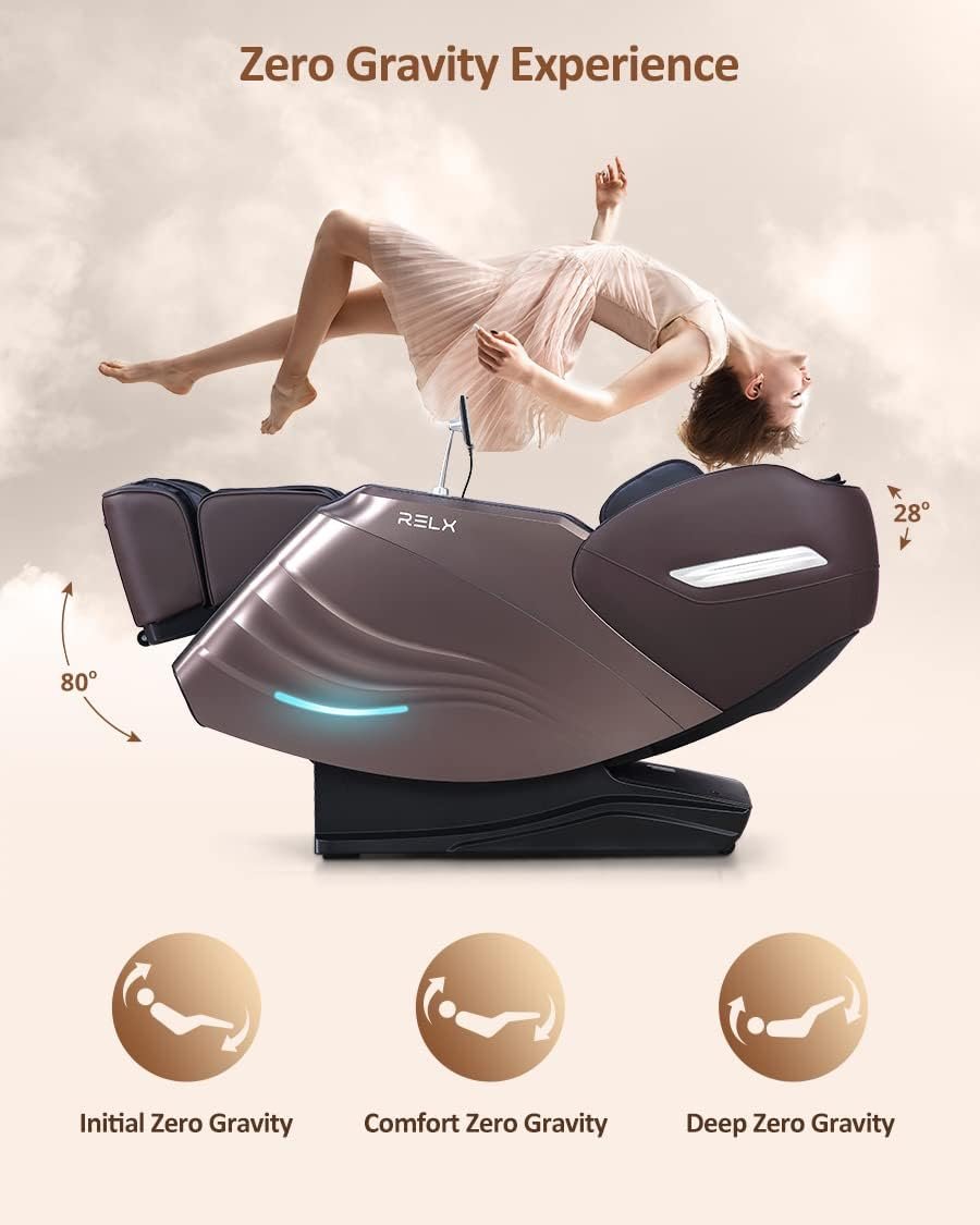 RELX Mars Pro  Venus Pro 2025 Full Body Massage Chair Bundle – Zero Gravity Shiatsu Chairs with SL-Track, Yoga Stretch, Foot Rollers, Waist Heating – Ultimate Home Relaxation  Wellness Set