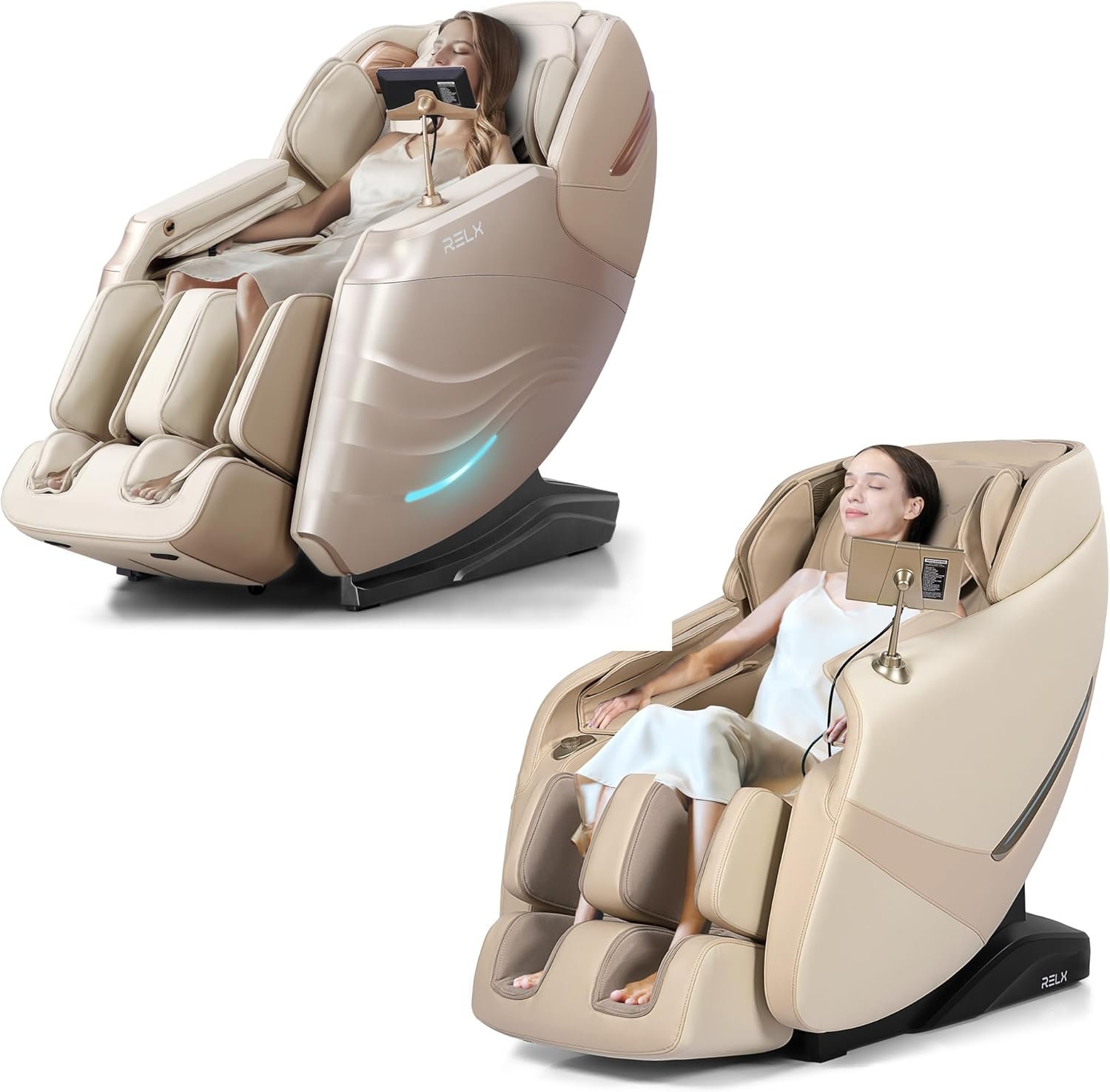 RELX Mars Pro  Venus Pro 2025 Full Body Massage Chair Bundle – Zero Gravity Shiatsu Chairs with SL-Track, Yoga Stretch, Foot Rollers, Waist Heating – Ultimate Home Relaxation  Wellness Set