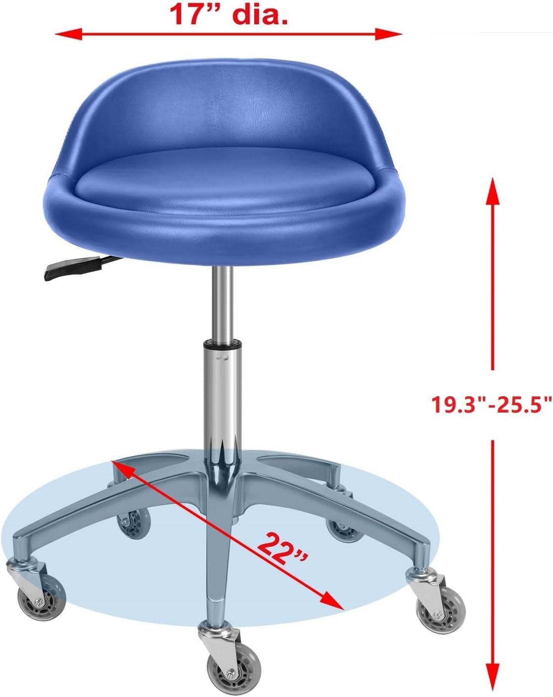 Rolling Salon Stool Chair with Back Support - Height Adjustable Hydraulic Stool with Wheels - Heavy Duty Swivel Stools 400lb Capacity for Home Salon Facial Spa Massage Clinic and Work Bench (Black)