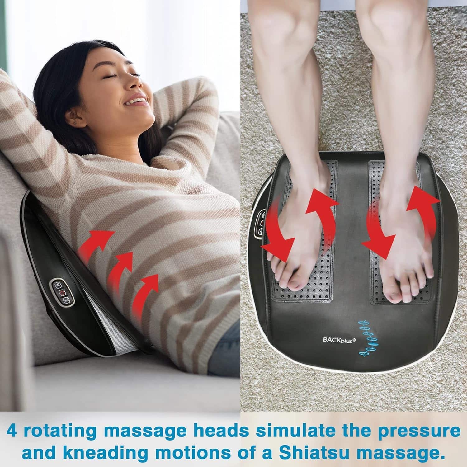 Shiatsu Massage Pad with Heat – Doubles as Foot and Back Massager – Includes Adjustable Chair Strap and Car Adaptor Shiatsu Massage Pad with Heat – Doubles as Foot and Back Massager – Includes Adjustable Chair Strap and Car Adaptor