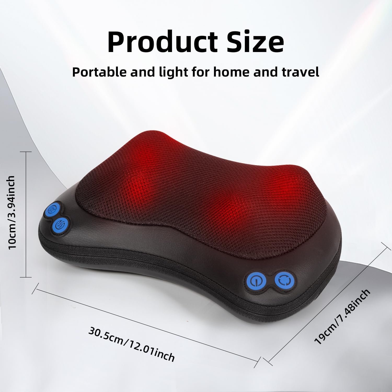 Shiatsu Neck and Back Massager Pillow with Heat, Portable, Easy-to-Clean, Massager for NPain Deep Tissue Kneading for Neck, Shoulder, Leg, Car and Home Use for Gift