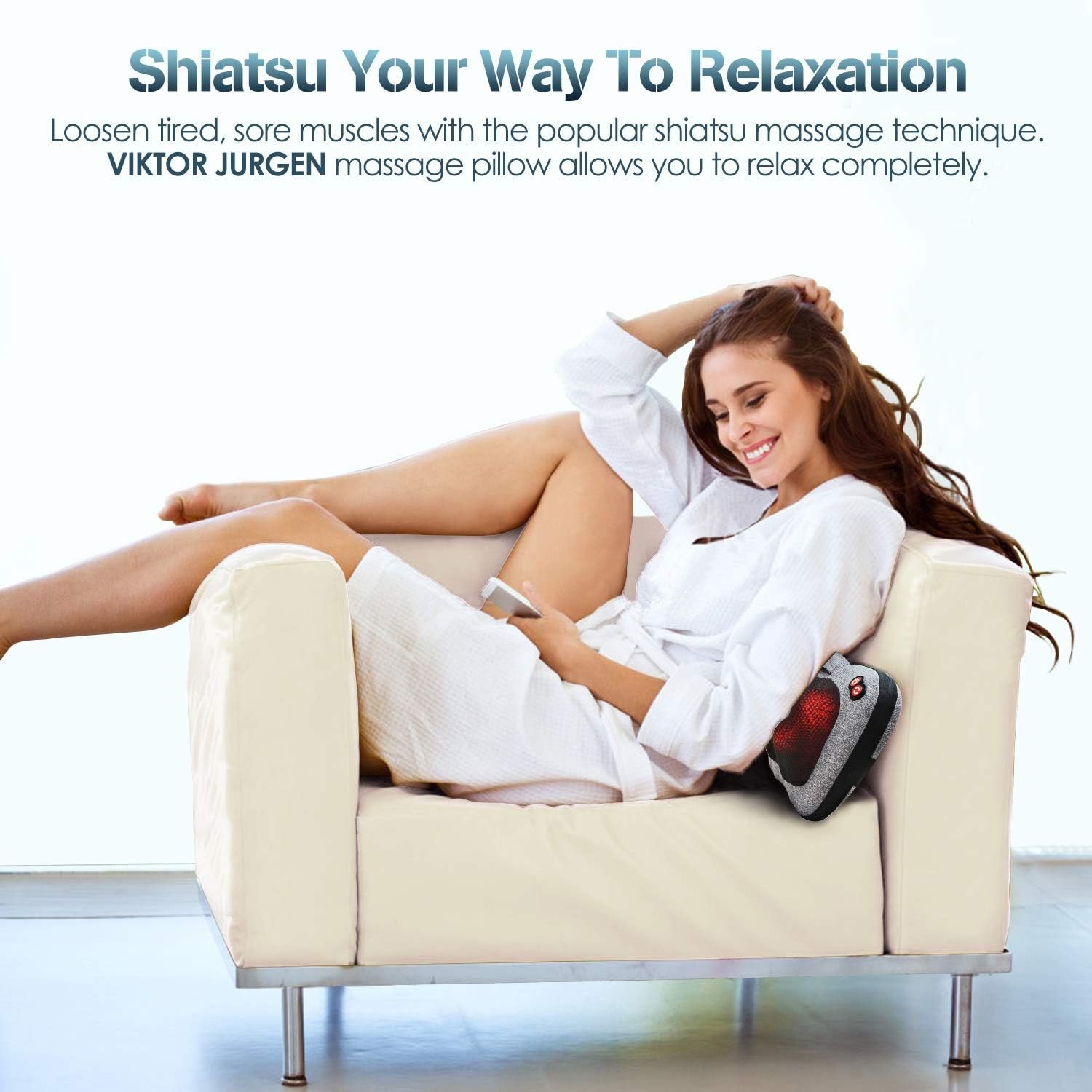 VIKTOR JURGEN Shiatsu Back Massager with Heat – Deep Tissue Massage for Neck, Shoulder, Leg, Upper  Lower Back Pain Relief, Electric Kneading 3D Massage Pillow Gifts for Men Women Dad, Mom, Christmas