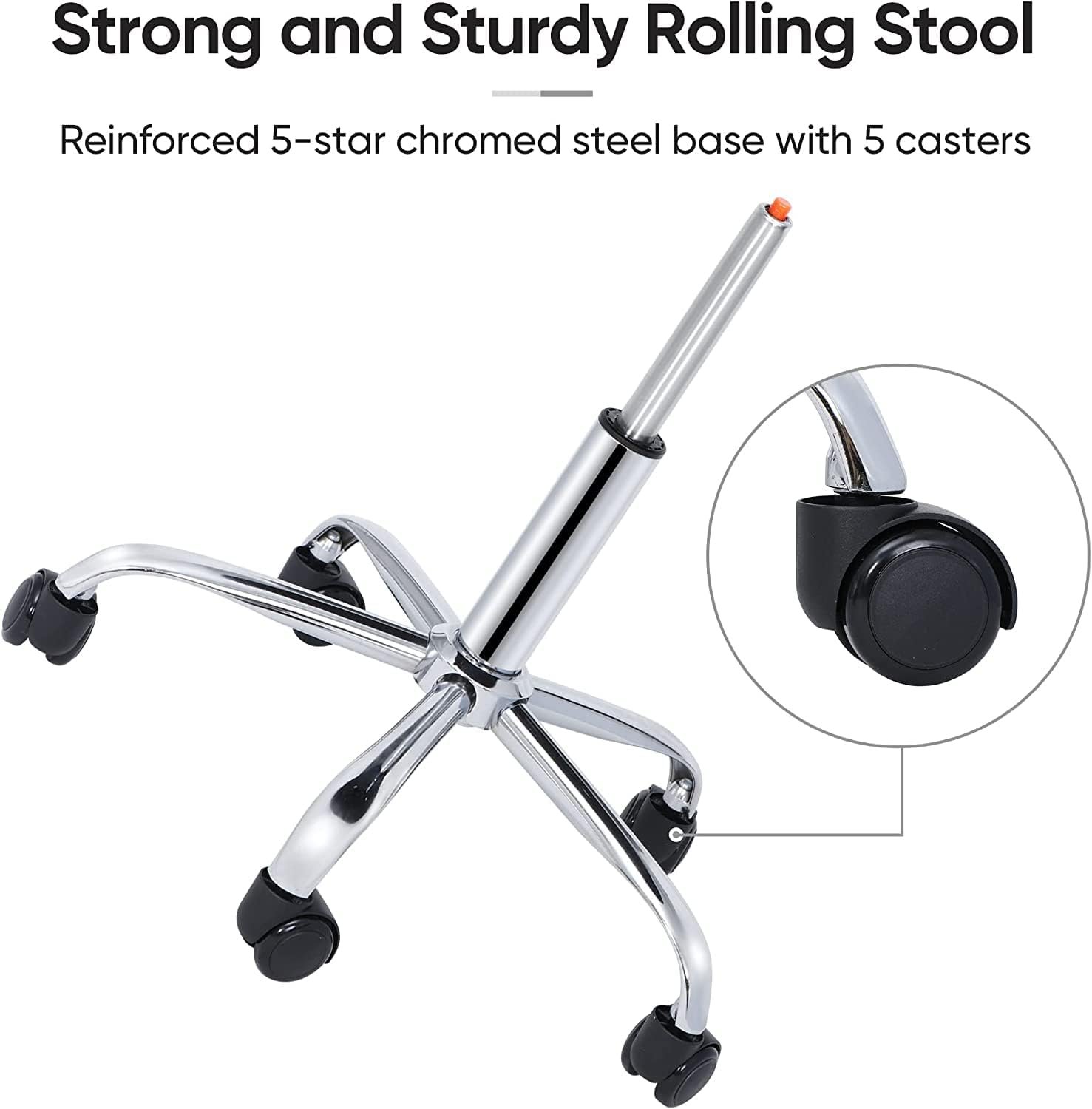 ZENY Adjustable Round Rolling Stool with Wheels, Drafting Stool Chair for Salon Spa Tattoo Home Office Medical Massage Work