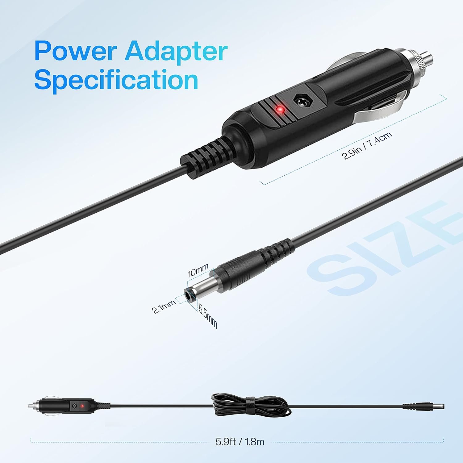 12V Car Adapter for All Comfier Neck Back Massage Cushion Cigarette Lighter Car Charger Adapter
