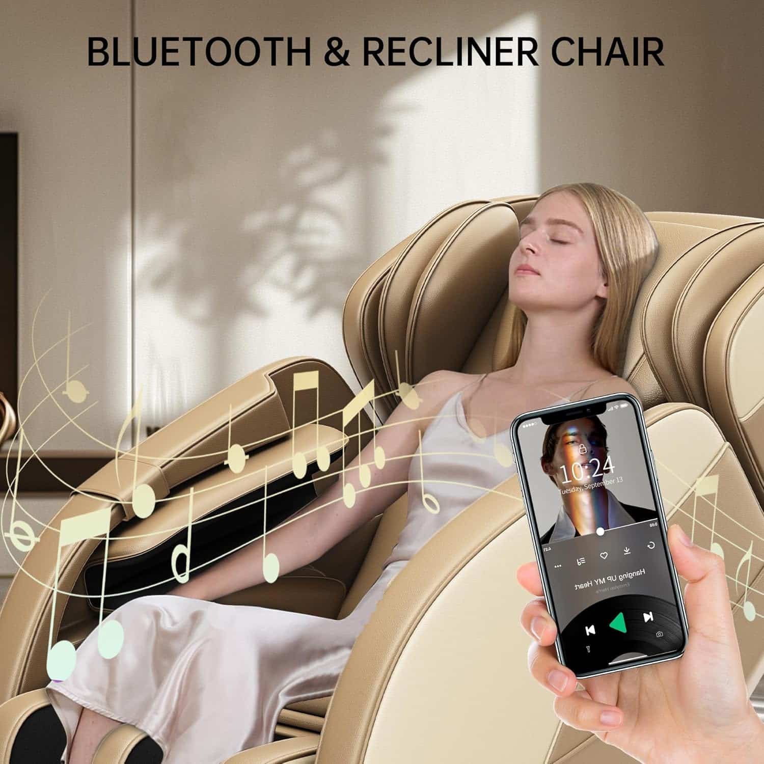 2024 Massage Chair Full Body, Calf and Waist Heating Massage Chair Recliner, 6 Auto with Manual Modes, Zero Gravity Shiatsu Chair Massage, Fit Home and Office, Bluetooth, Khaki