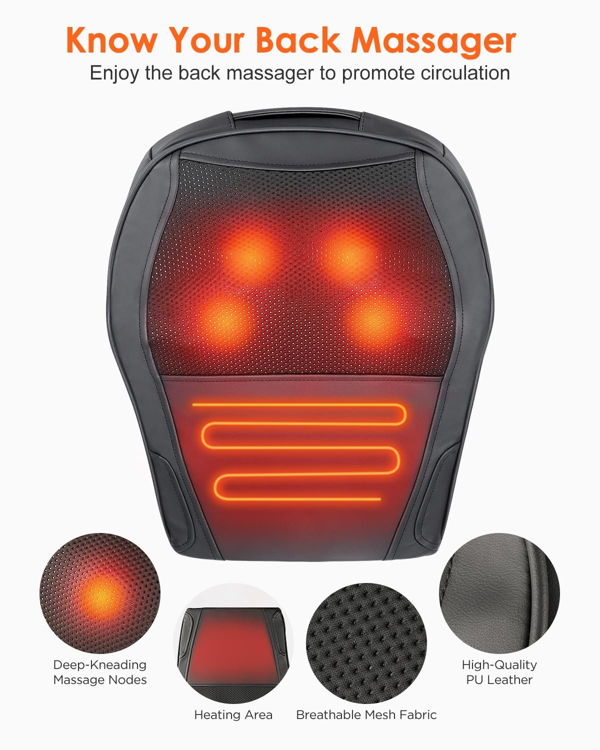 Back Massager with Heat, Shiatsu Neck Back Massager Pillow for Pain Relief, 3D Kneading Massage Cushion for Back, Neck, Shoulder, Leg Relaxation, Ideal for Mom Dad Women Men. Back Massager with Heat, Shiatsu Neck Back Massager Pillow for Pain Relief, 3D Kneading Massage Cushion for Back, Neck, Shoulder, Leg Relaxation, Ideal for Mom Dad Women Men.