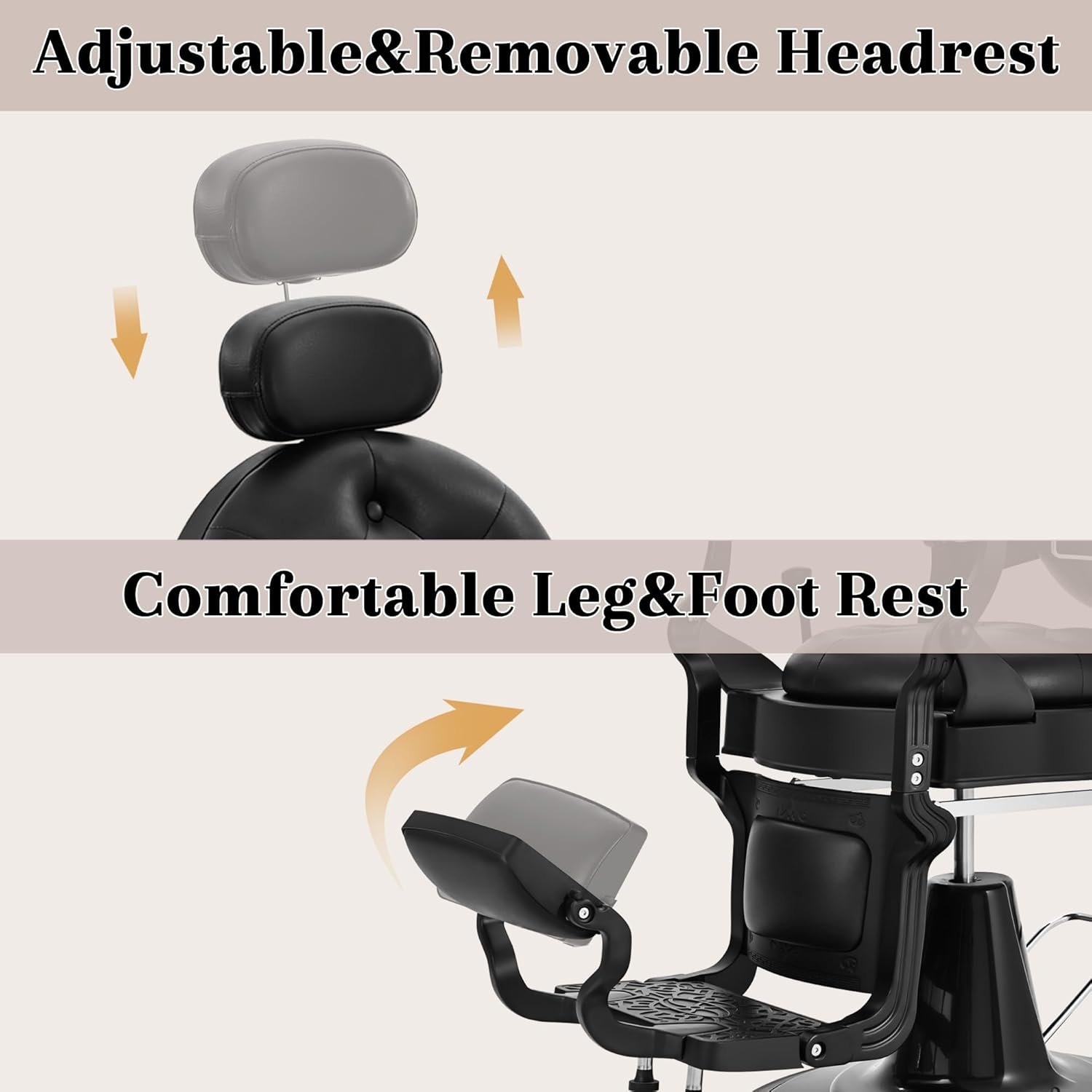Black Gold Barber Chairs for Barbershop, Heavy Duty Hydraulic Reclining Salon Chair for Hair Stylist, All Purpose Beauty Spa Shampoo Tattoo Pedicure Hairdresser Styling