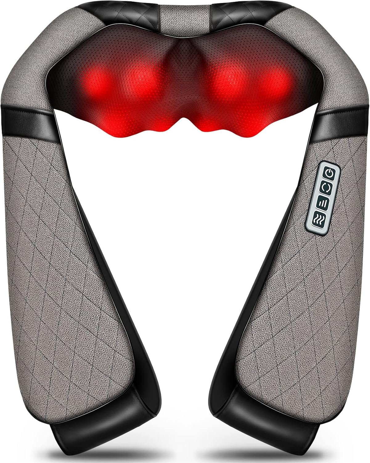 Blue Elf Shiatsu Electric Neck Back Massager Pillow 3D Kneading with Heat for Shoulder, Lower Back, Foot, Leg Muscles Pain Relief Relax in Car Office and Home (Gray)