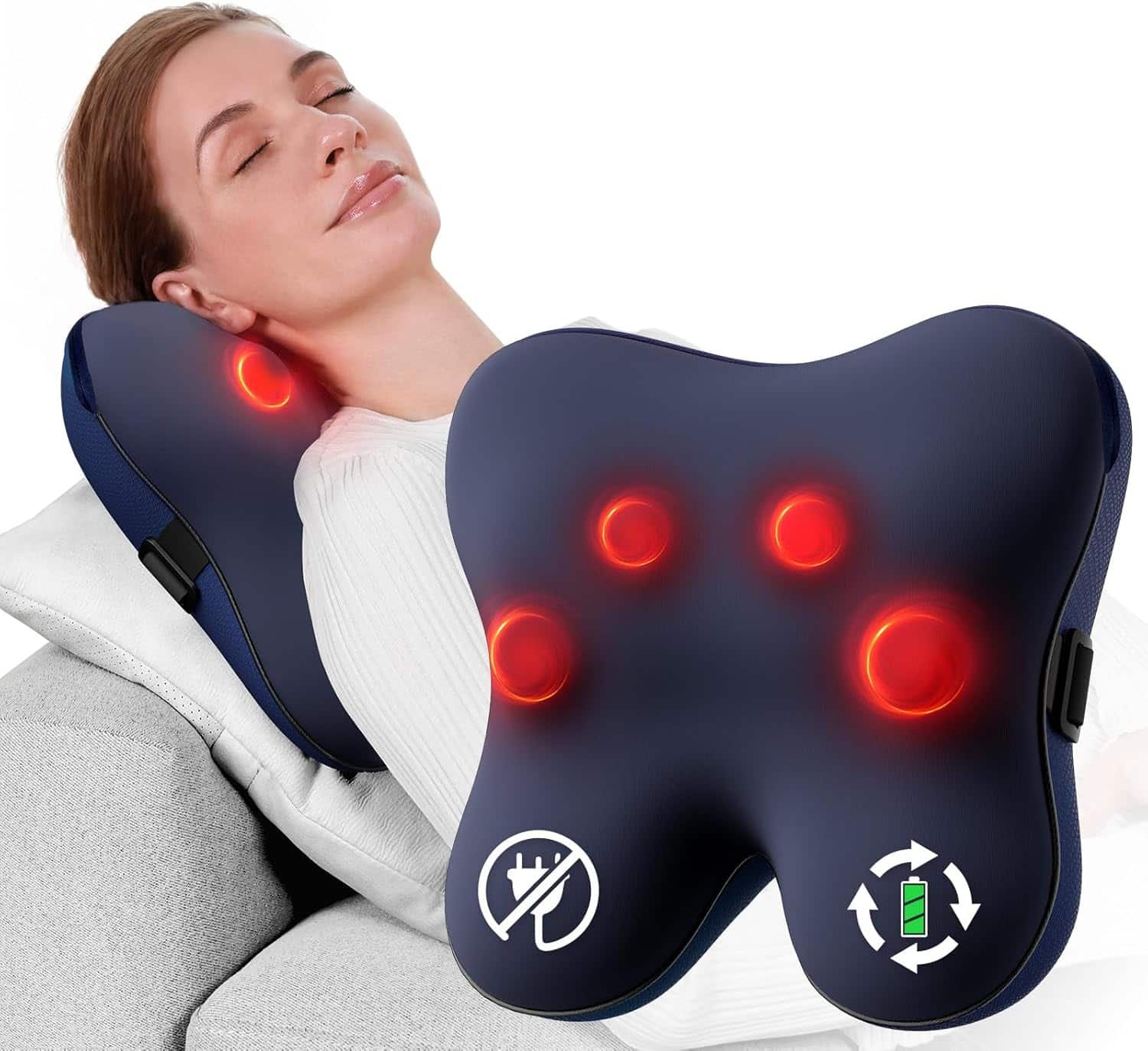 BOB AND BRAD Cordless Back Massager with Heat FSA HSA Eligible, Shiatsu Neck Massager for Pain Relief Deep Tissue, 3D Kneading Massage Pillow for Muscle Pain Relief, Fathers Day Birthday Gifts for Dad