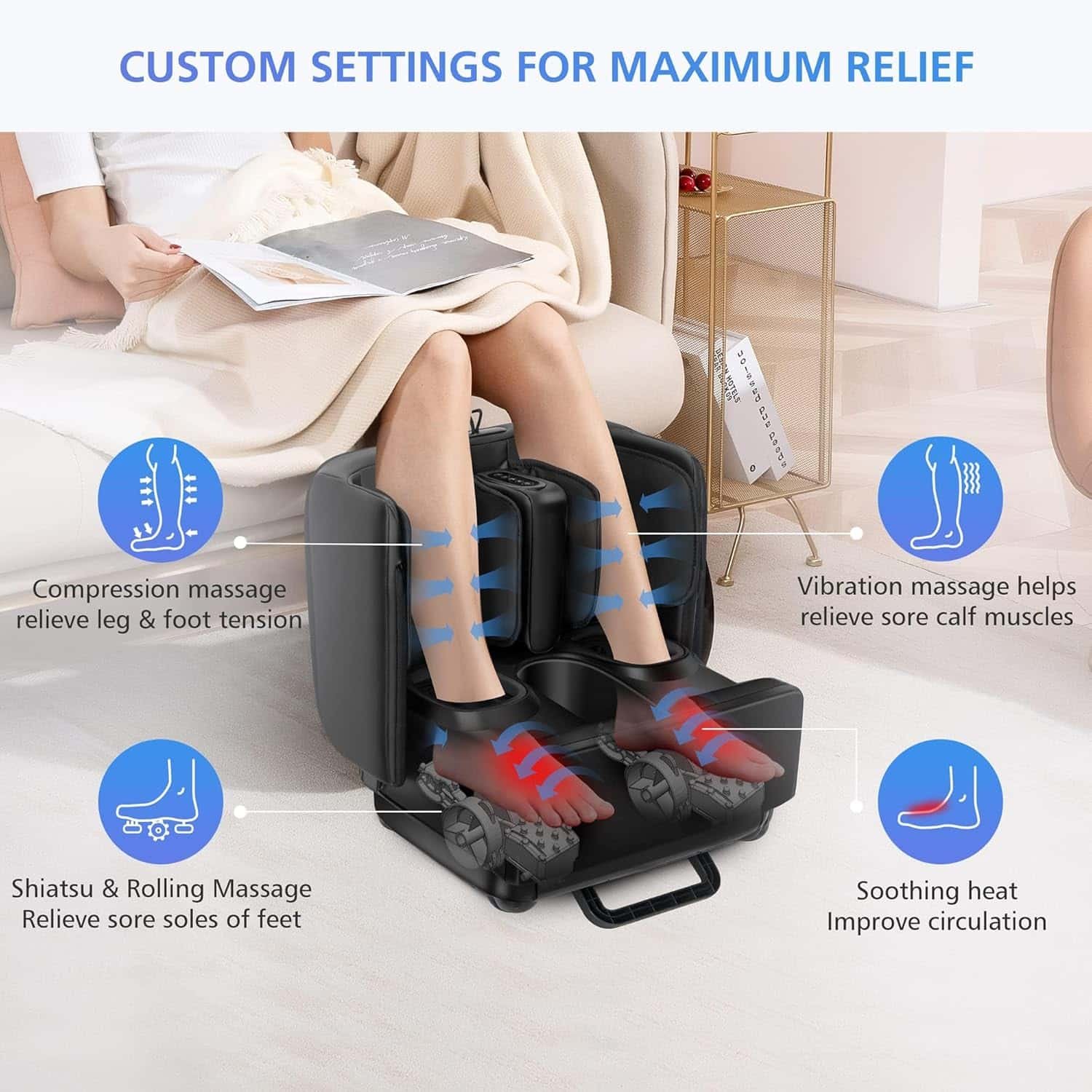 COMFIER 2 in 1 Foot Massager Machine,Shiatsu Foot and Calf Massager with Heat,Kneading,Vibration,Compression Massagers for Feet,Ankle,Leg,Tired Muscles  Plantar Fasciitis,FSA HSA Eligible