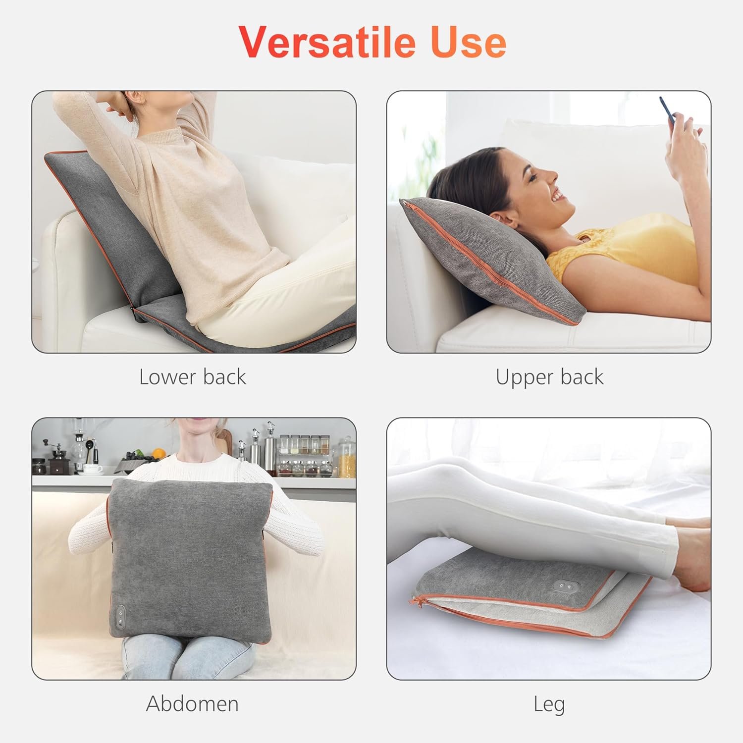 COMFIER Rechargeable Back Massage Pad for Back Deep Tissue, Foldable Back Massage Chair Pad with Adjustable Intensity，Shiatsu Back Massager with Heat, Gifts for Mom Dad