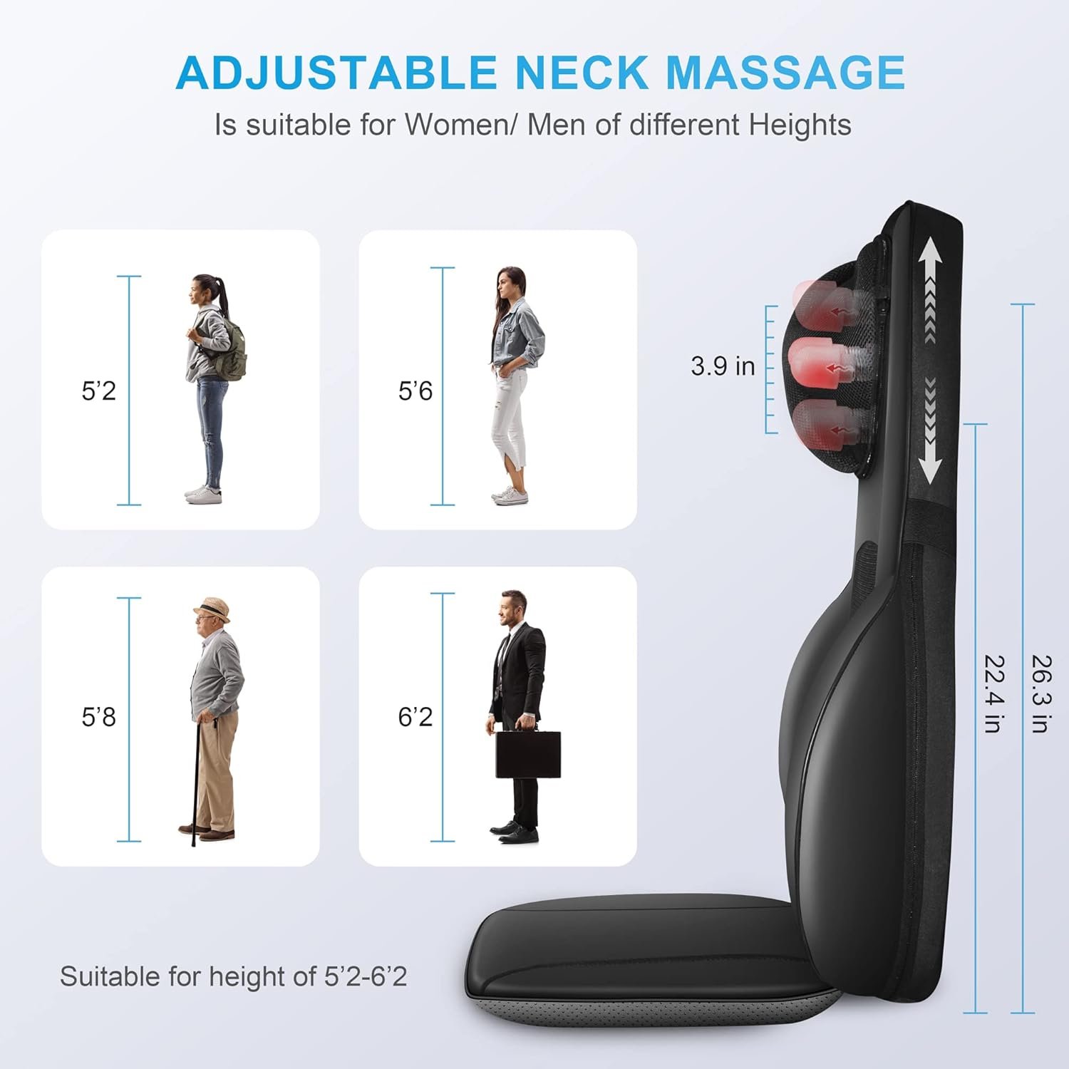 COMFIER Shiatsu Neck Back Massager with Heat, Adjustable Massage Chair Pad Back Support Massage Seat Cushion for Full Body Massager Gifts for Dad