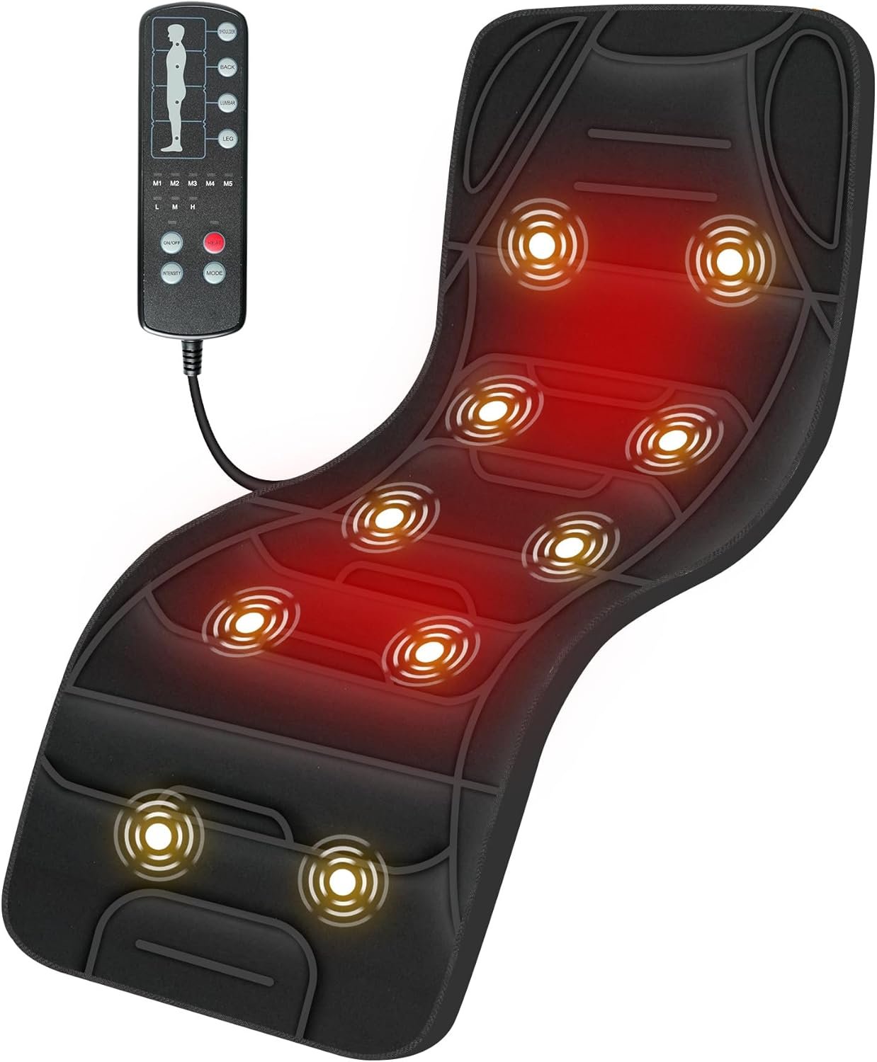 COMFIER Vibration Massage Mat with Heat, App Control Movable Shiatsu Neck Massage Pillow, 4 Heating Pads  10 Massage Nodes, Full Body Massage Pad