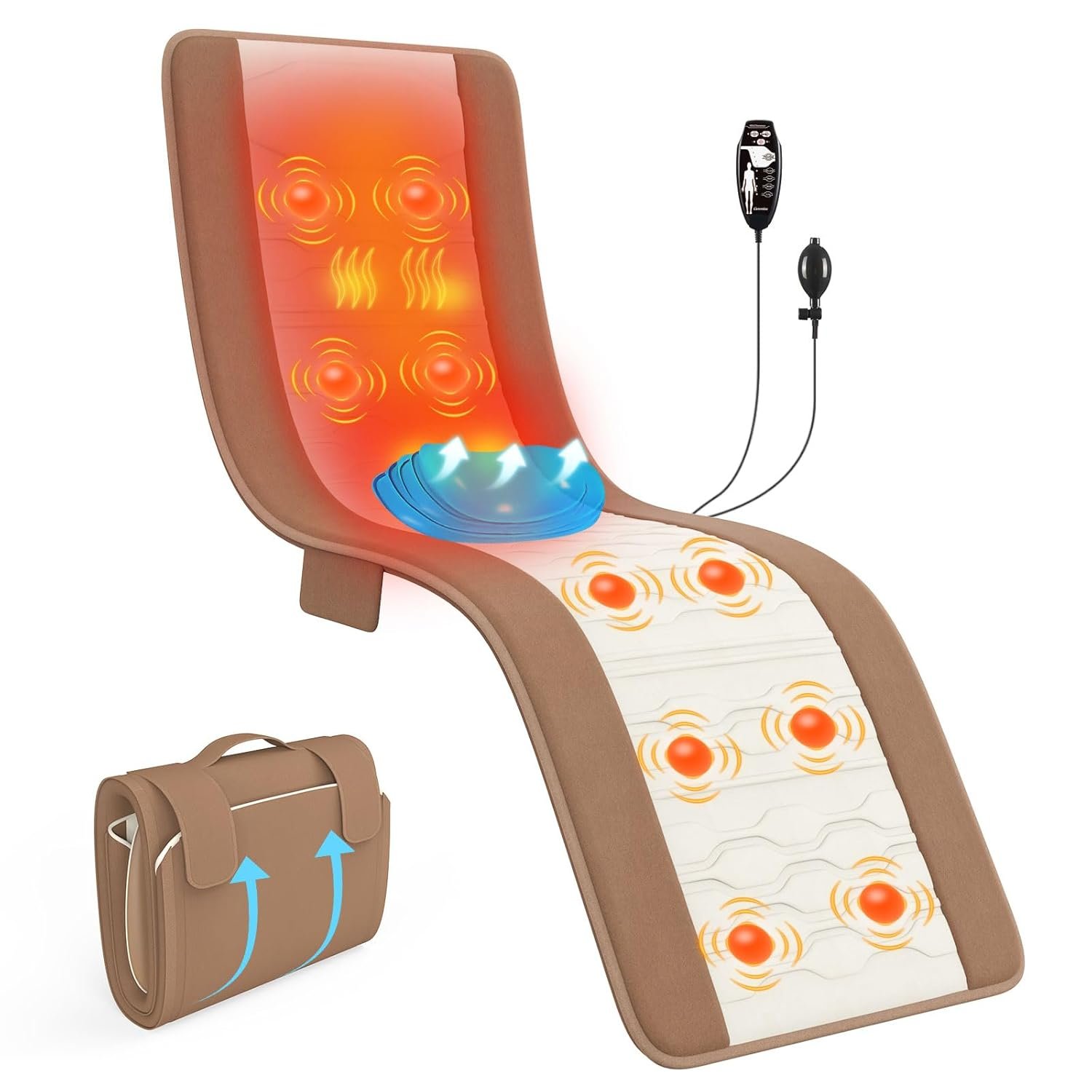 Full Body Massage Mat with Heat, Back Massager for Pain Relief Deep Tissue, Lumbar Support Traction Device, 10 Vibration Motors  5 Massage Modes, 2 Heating Pads for Back