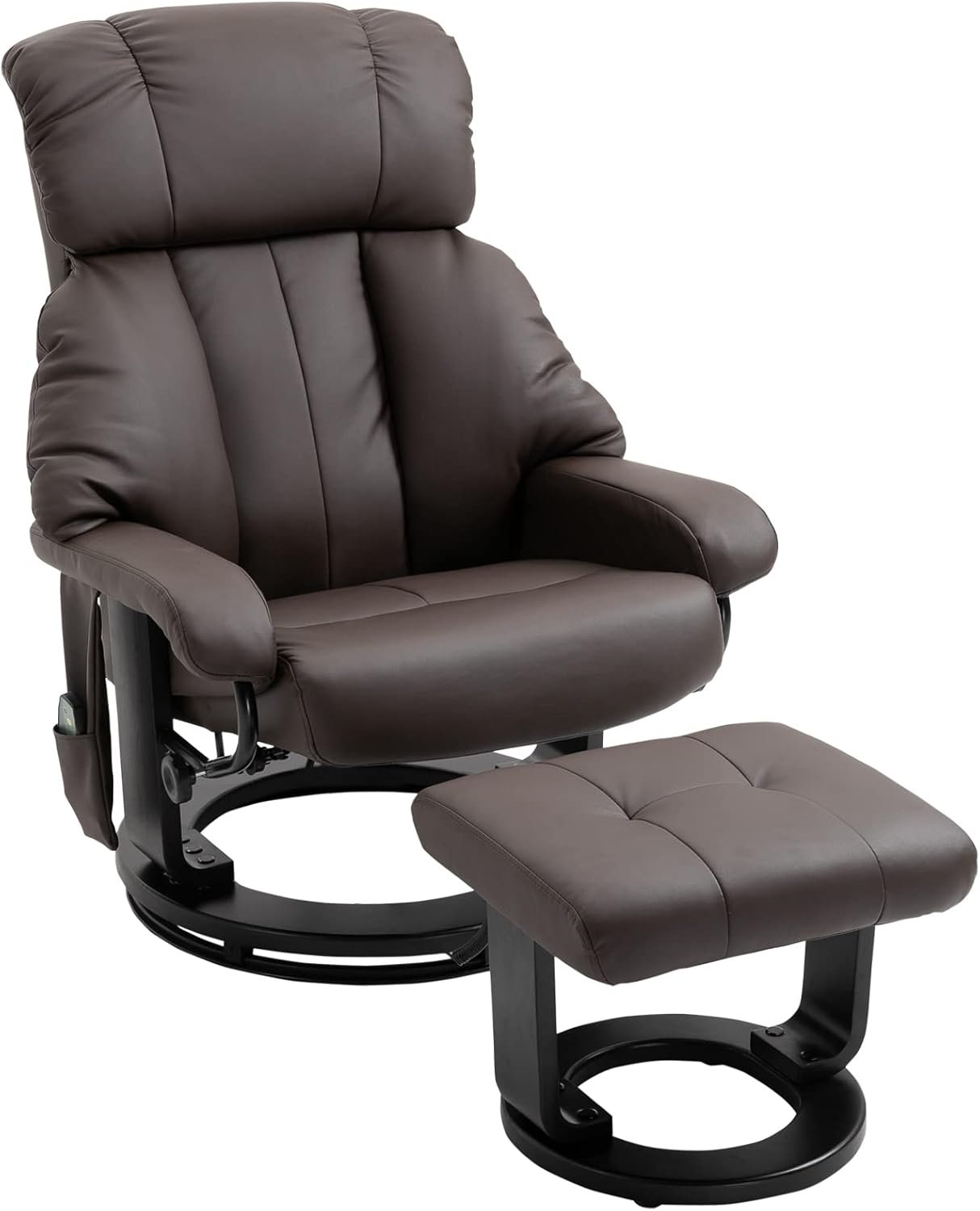 HOMCOM Massage Recliner Chair with Ottoman, 360° Swivel Recliner and Footstool, 10 Point Vibration, PU Leather Reclining Chair with Side Pocket and Remote Control, Gray
