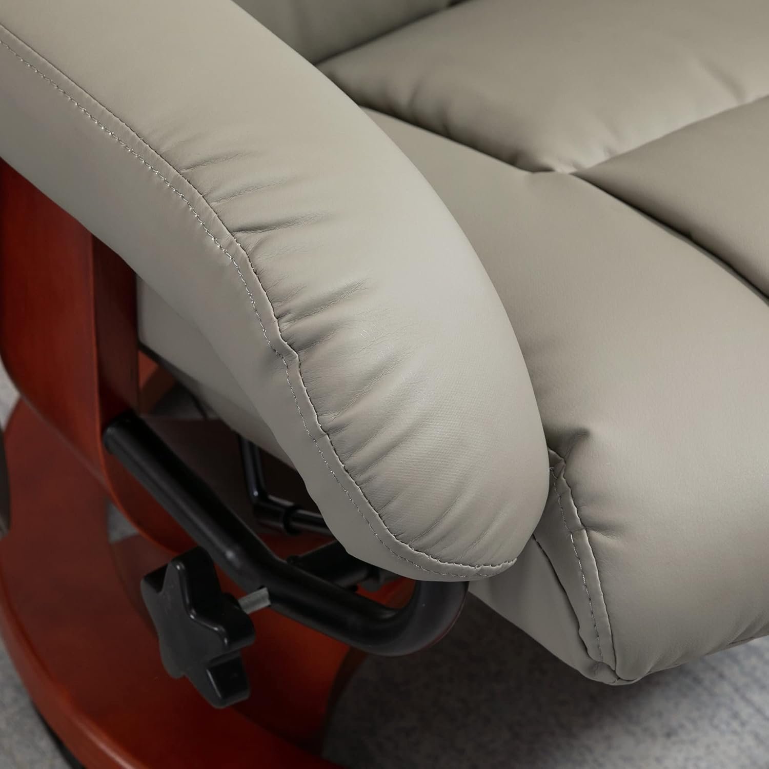 HOMCOM Massage Recliner Chair with Ottoman, Swivel Recliner and Footrest, Faux Leather Reclining Chair with Remote Control, 10 Vibration Point and Side Pocket, Gray