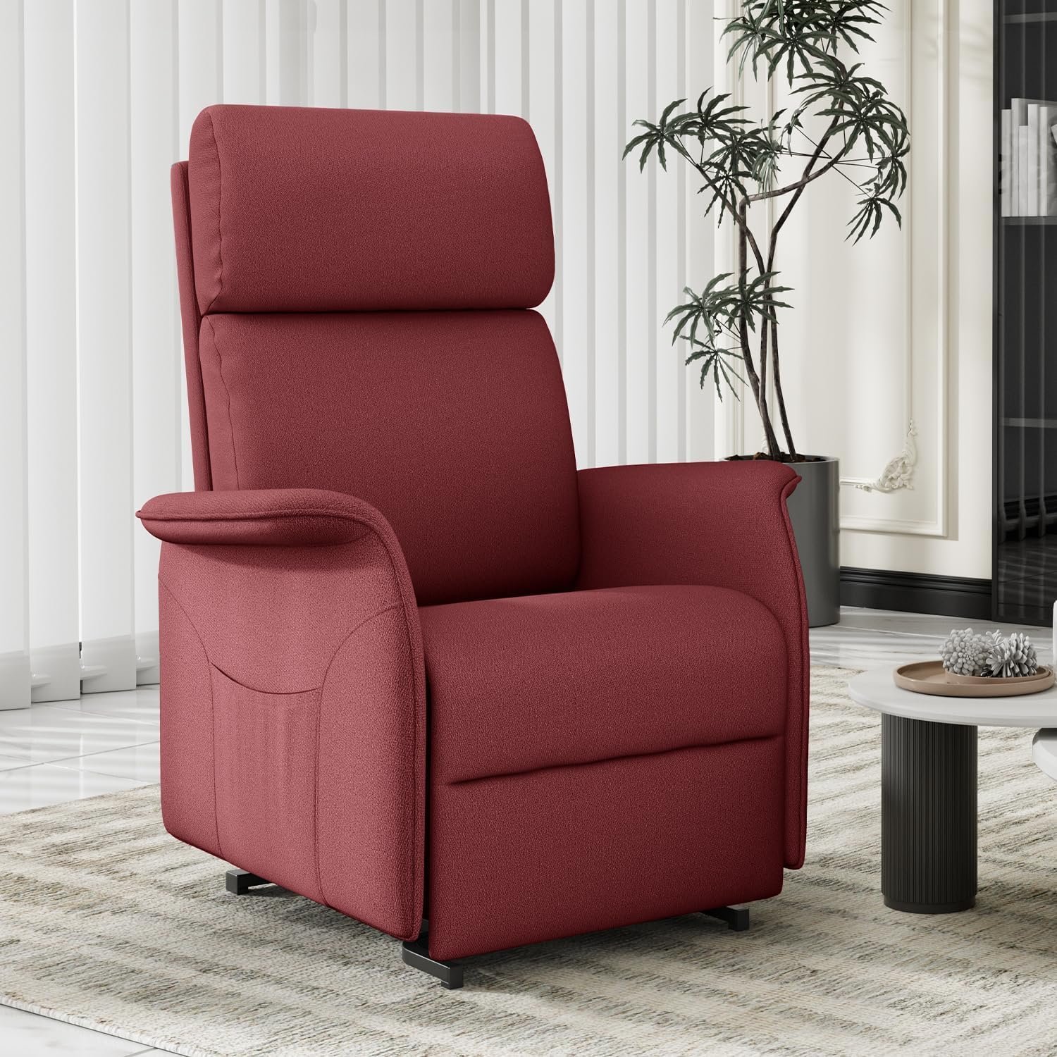 Large Power Lift Recliner Chair with Massage and Heat for Elderly, Electric Recliner Chairs for Adults with Large Seat, Side Pocket, Remote Control, Infinite Position, Fabric, Brown