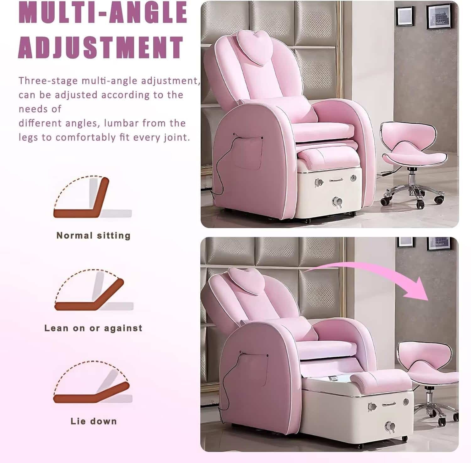 Manicure Chair for Nail Tech with Smart Foot Bathtub, Pedicure Massage Chair  Salon Spa Chairs for Manicure, Tattoo丨Foot Bath Chair