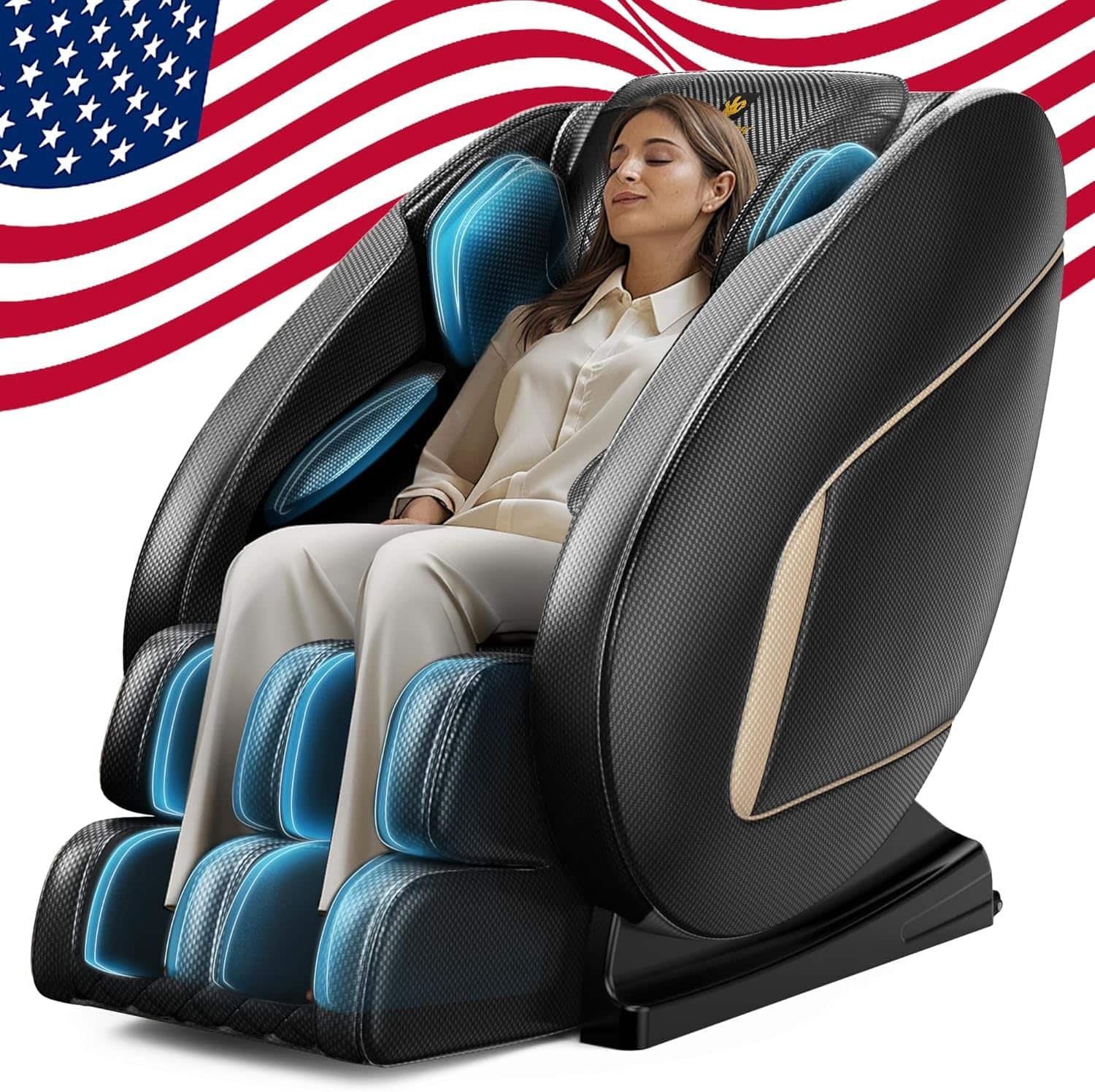 Massage Chair Blue-Tooth Connection and Speaker, Easy to Use at Home and in The Office and Recliner with Zero Gravity with Full Body Air Pressure