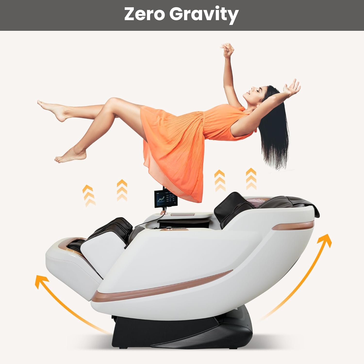 Massage Chair Full Body - Massage Chair Recliner with Zero Gravity Mode, Foot Massage, Airbags,Waist Heater for Family and Friends, Voice Control, White Brown