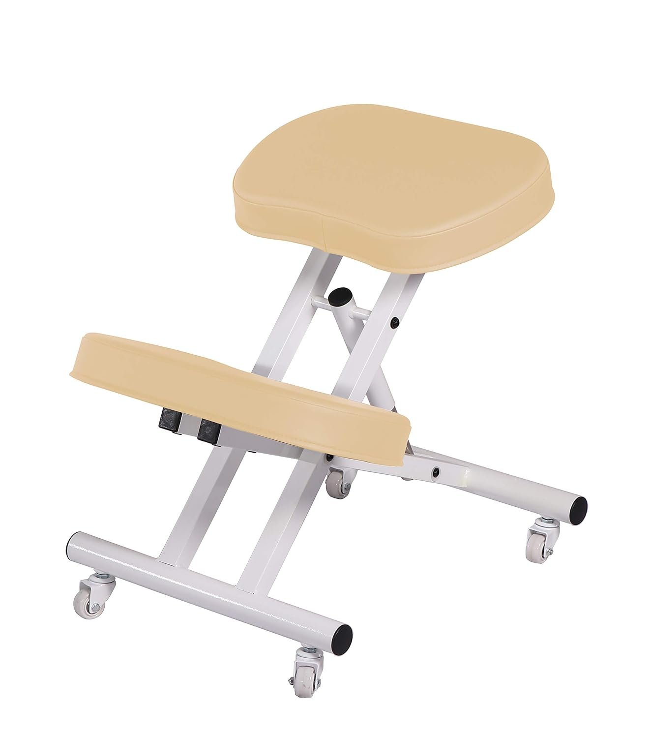 Master Massage Master Massage Ergonomic Steel Kneeling Chair Posture Seat Rolling Adjustable Cream Color