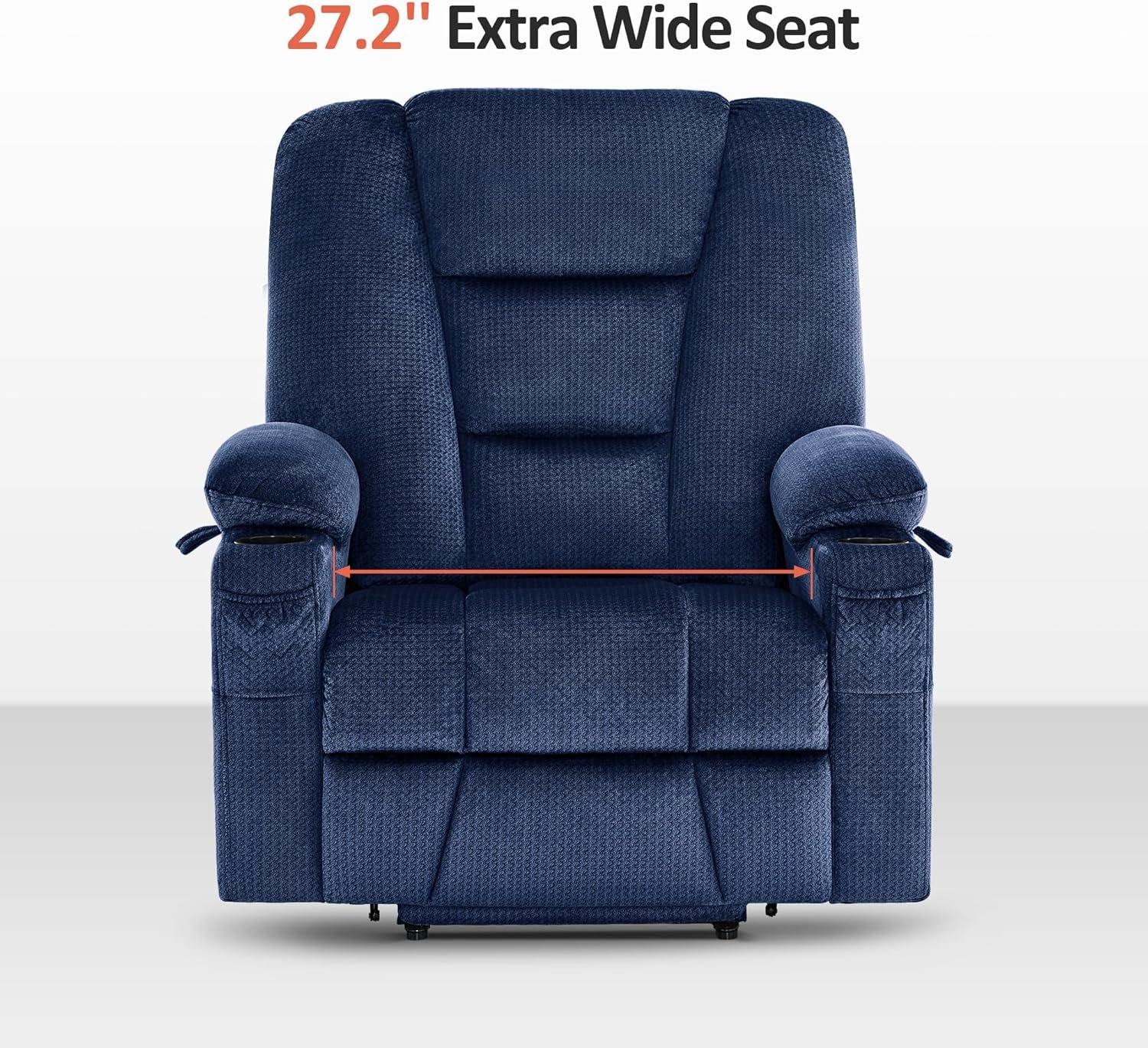 MCombo Small Power Lift Recliner Chair with Massage and Heat for Petite People, Cup Holders, USB Ports, Side Pockets, Fabric 7569 (Small-Regular, Brown)