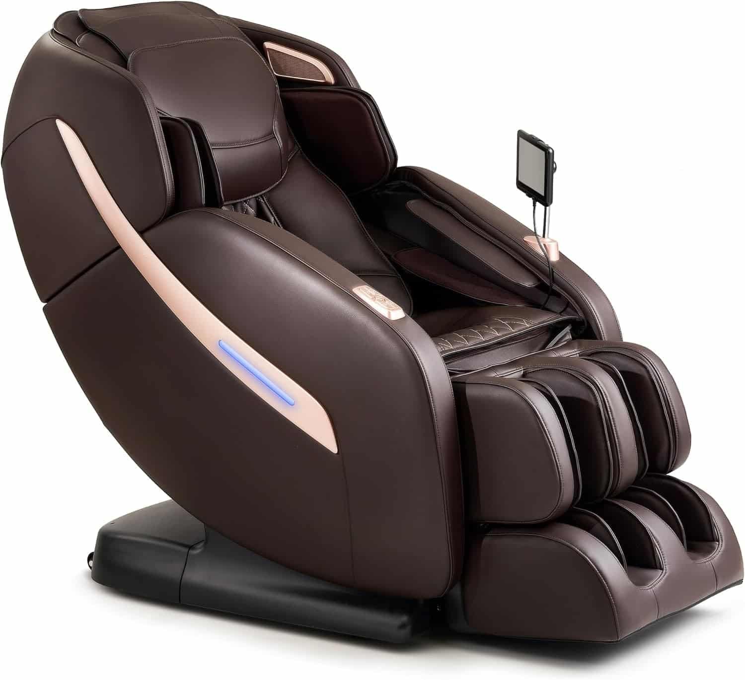 MYNTA 3D Massage Chair, Zero Gravity, Full Body, The Sl Track, Bigger Massage Chair, 12 Auto Massage Modes, Lumbar and Calf Heating (Brown)