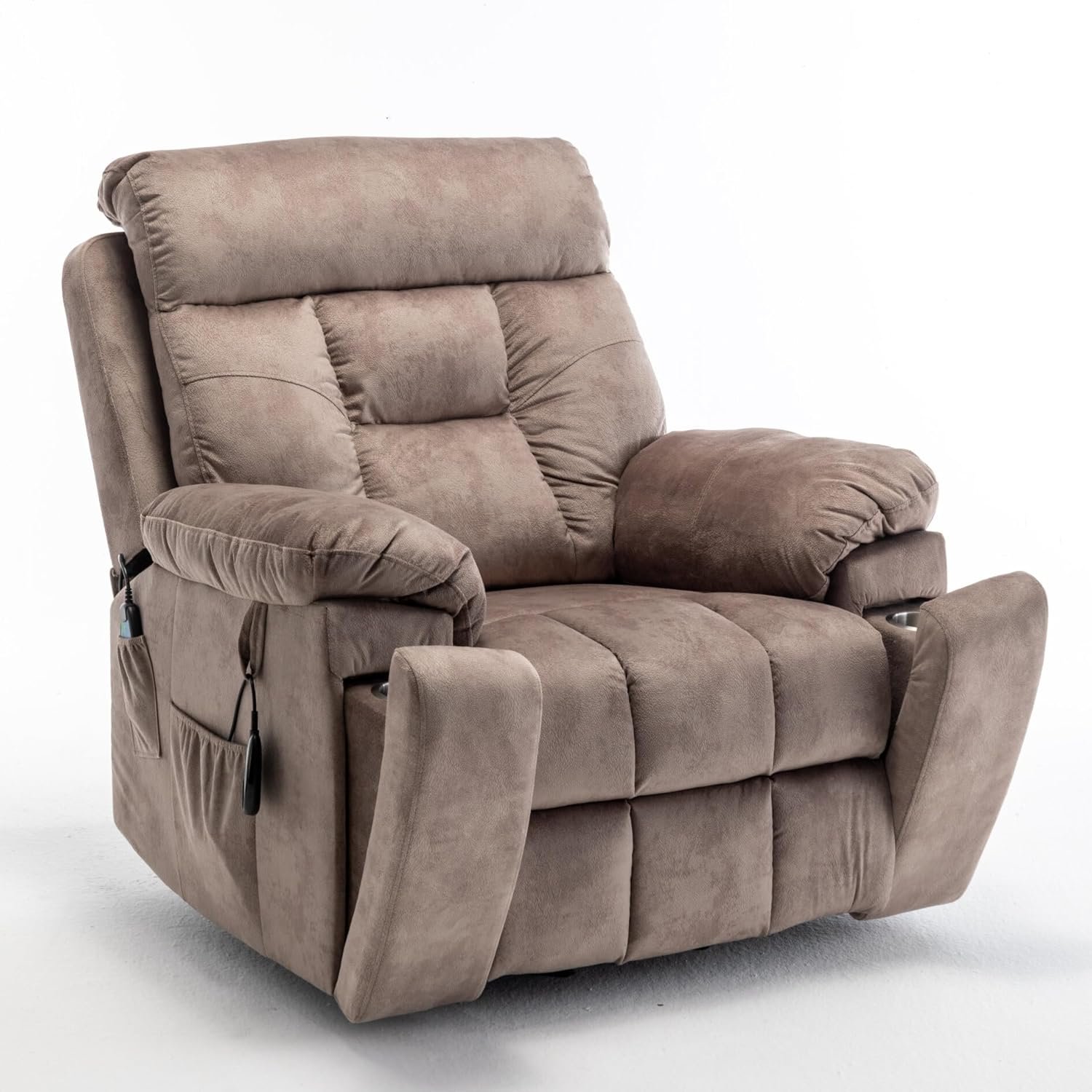 Oversized Power Lift Recliner Chair with 26 Extra-Wide Seat for Big Elderly Adults, Electric Lounge Sofa Chair with Massage  Heating and Cup Holders, Bearing 400LBS, Dark Brown