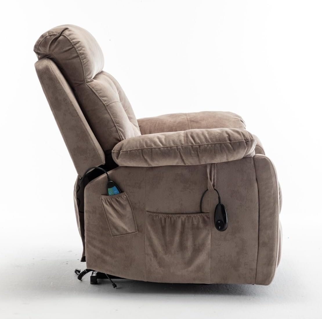 Oversized Power Lift Recliner Chair with 26 Extra-Wide Seat for Big Elderly Adults, Electric Lounge Sofa Chair with Massage  Heating and Cup Holders, Bearing 400LBS, Dark Brown