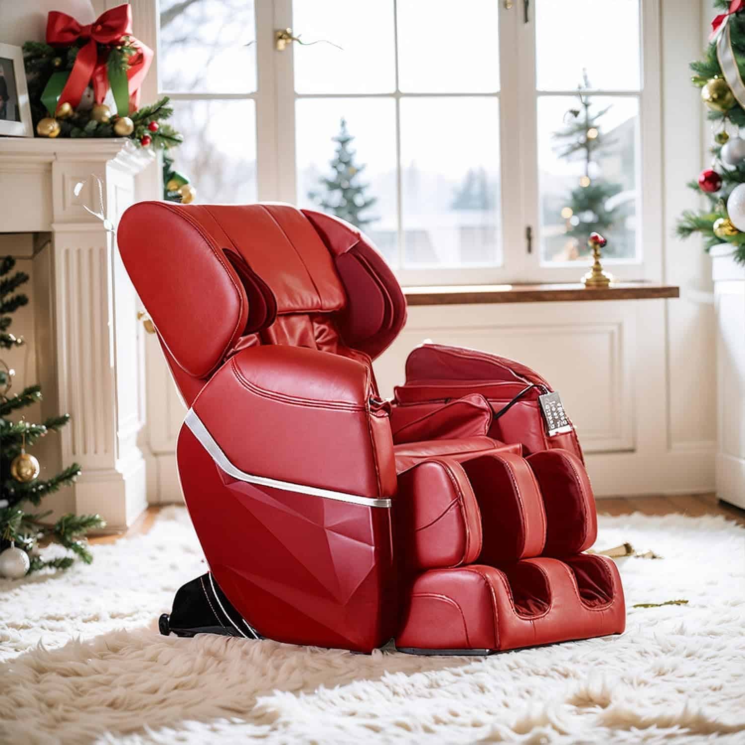 PayLessHere Zero Gravity Full Body Electric Shiatsu UL Approved Massage Chair Recliner with Built-in Heat Therapy and Foot Roller Air Massage System Stretch Vibrating for Home Office, Burgundy