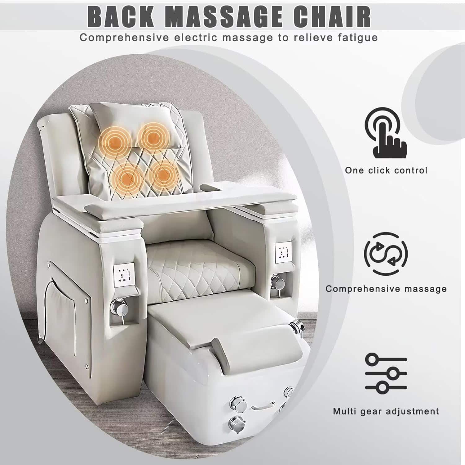 Pedicure Massage Chair for Nail Tech, Manicure Spa Chair with Smart Foot Bathtub, Luxury Salon Chairs for Manicure, Eyelash Extension, Tattoo丨Foot Bath Chair
