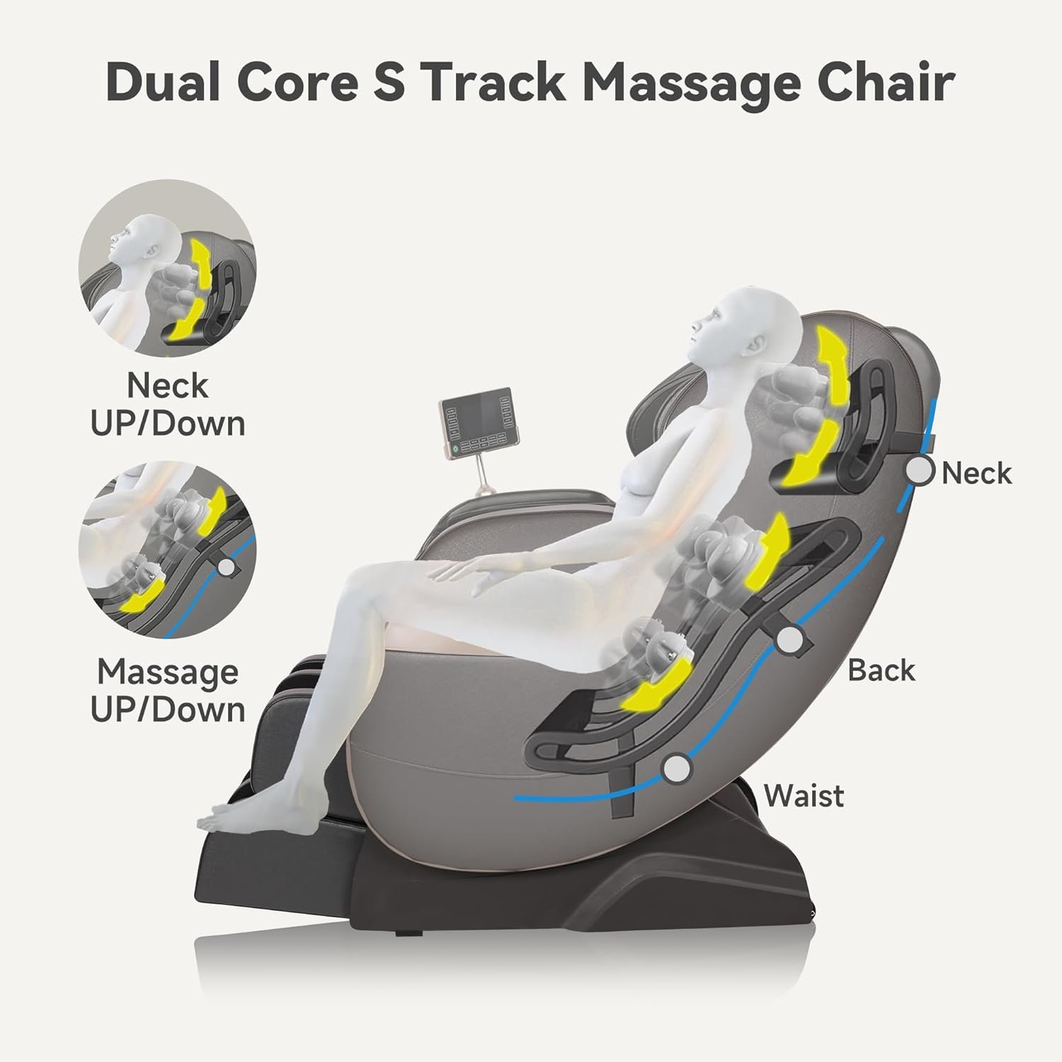 Real Relax 2024 Massage Chair Recliner, Dual Core S Track, Lower Back and Calf Heating, LCD and APP Control, Full Body Airbag Massage, One Button Zero Gravity, Office and Home Use, Black and Gold