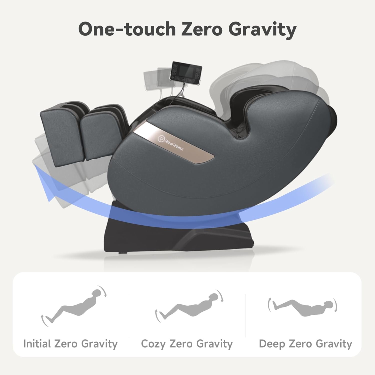 Real Relax 2024 Massage Chair Recliner, Dual Core S Track, Lower Back and Calf Heating, LCD and APP Control, Full Body Airbag Massage, One Button Zero Gravity, Office and Home Use, Black and Gold