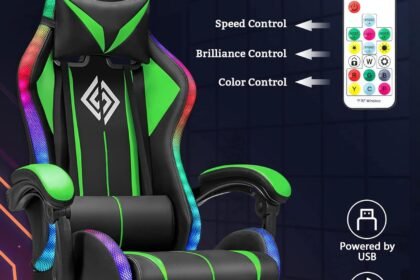 Rgb Gaming Chair With Bluetooth Speakers And Led Lights Ergonomic Massage Computer Game Chair With Footrest High Back Mu 4 420x280