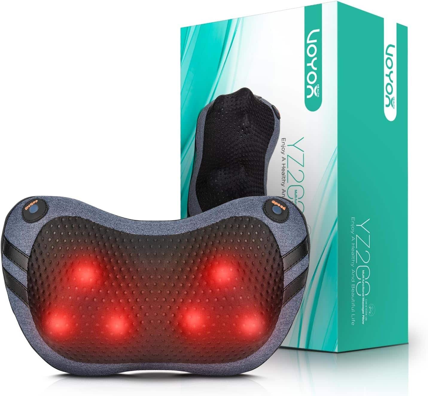 Shiatsu Neck and Back Massager with Heat - 3D Kneading Deep Tissue Massage Pillow for Lower Back, Shoulder, Calf, Foot, Use at Home, Car, Office YZ100