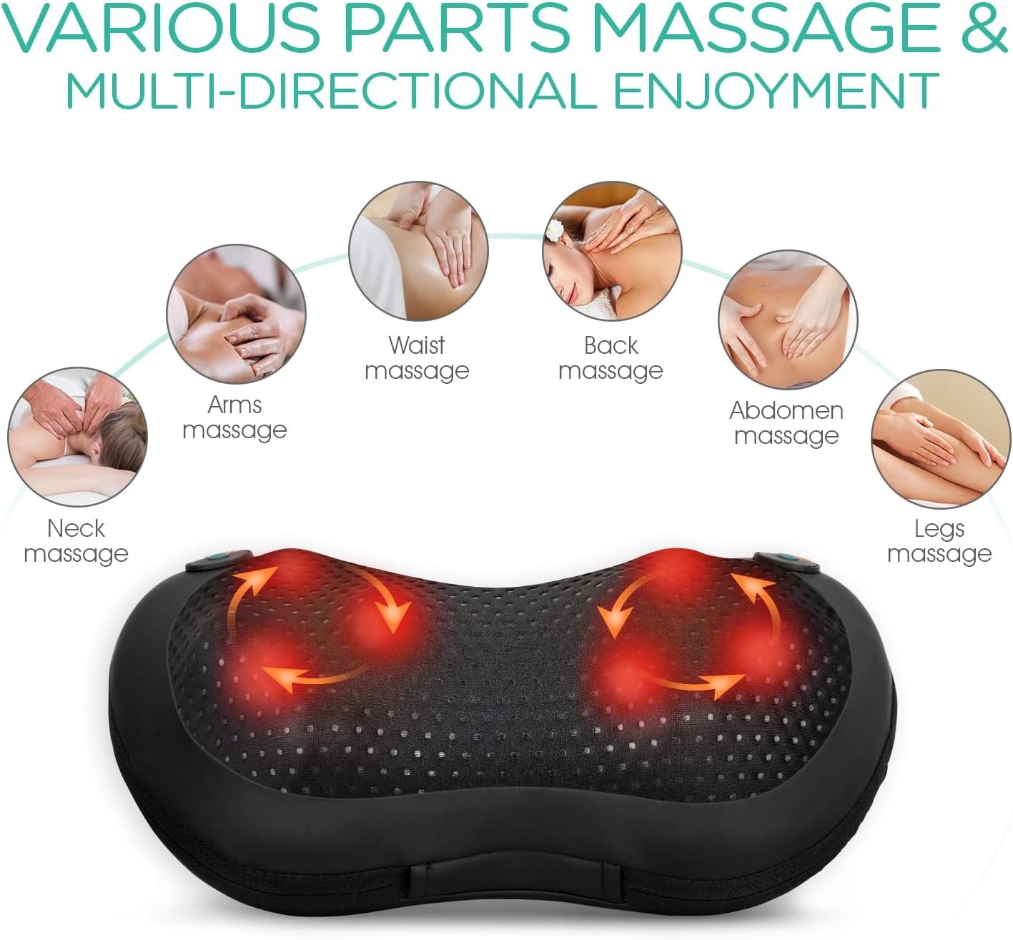 Shiatsu Neck and Back Massager with Heat - 3D Kneading Deep Tissue Massage Pillow for Lower Back, Shoulder, Calf, Foot, Use at Home, Car, Office YZ100