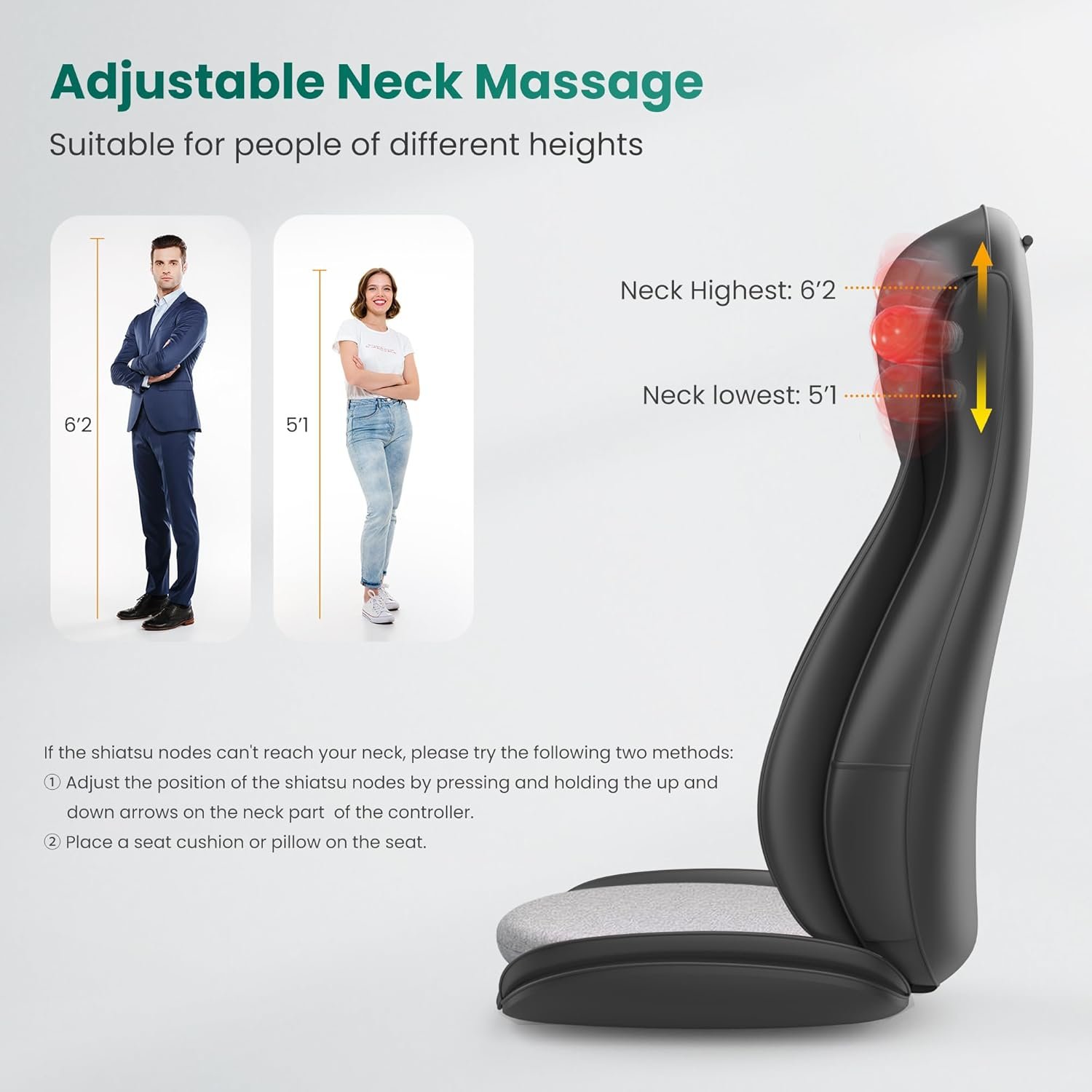 Snailax Shiatsu Neck and Back Massager with Heat, Chair Massager with Compression, Full Body Massage Chair Pad, Seat Massager, Gifts