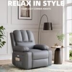 Swivel Electric Massage Chair Rocking Recliner Chair With Vibration And Heating Overstuffed Faux Leather Single Lazy Sof 3 150x150