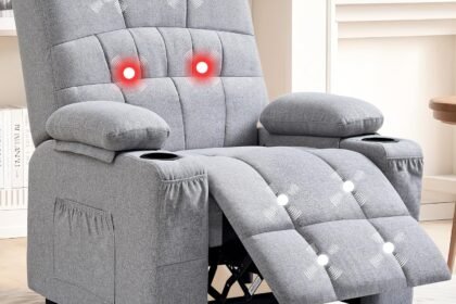 Vecelo Recliner Chair Reclining With Massage And Heat Oversized Upholstered Fabric Massage Chair 35 Rocking Electric For 420x280