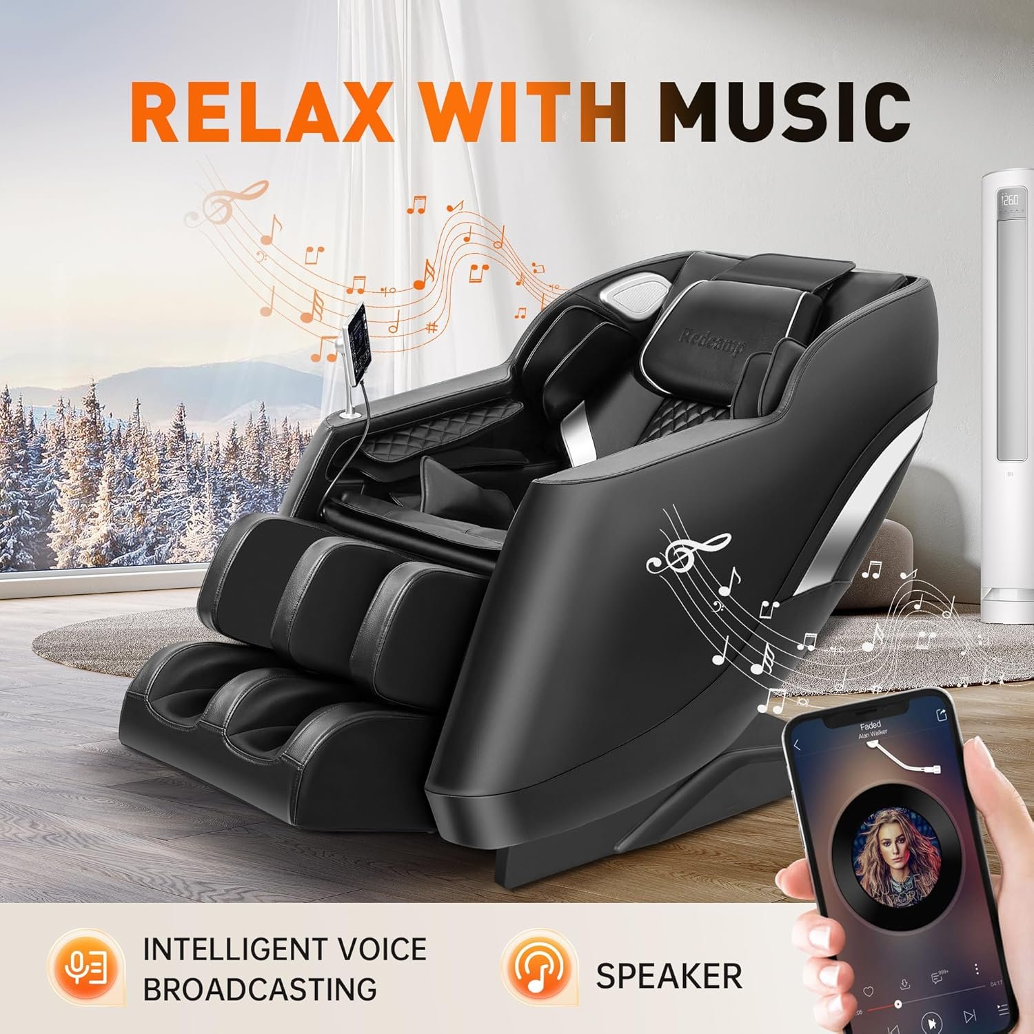 2025 Massage Chair Full Body Zero Gravity 3D SL-Track Shiatsu Massage Recliner Chair with Heat,AI Control, Body Scan,Black